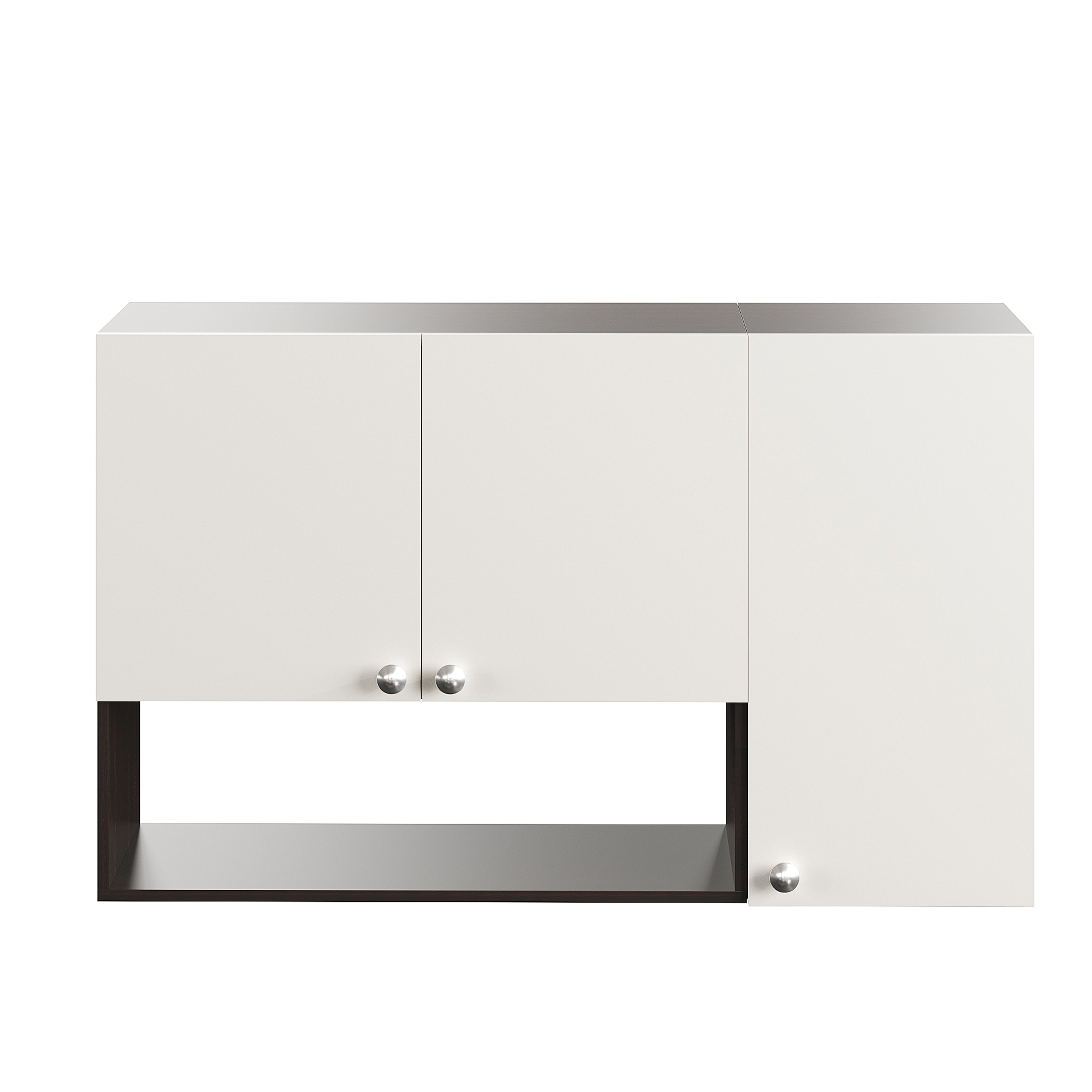Diana Wall Mount Wooden Kitchen Cabinet Storage Rack Shelf Organizer with Door in Wenge & White Finish