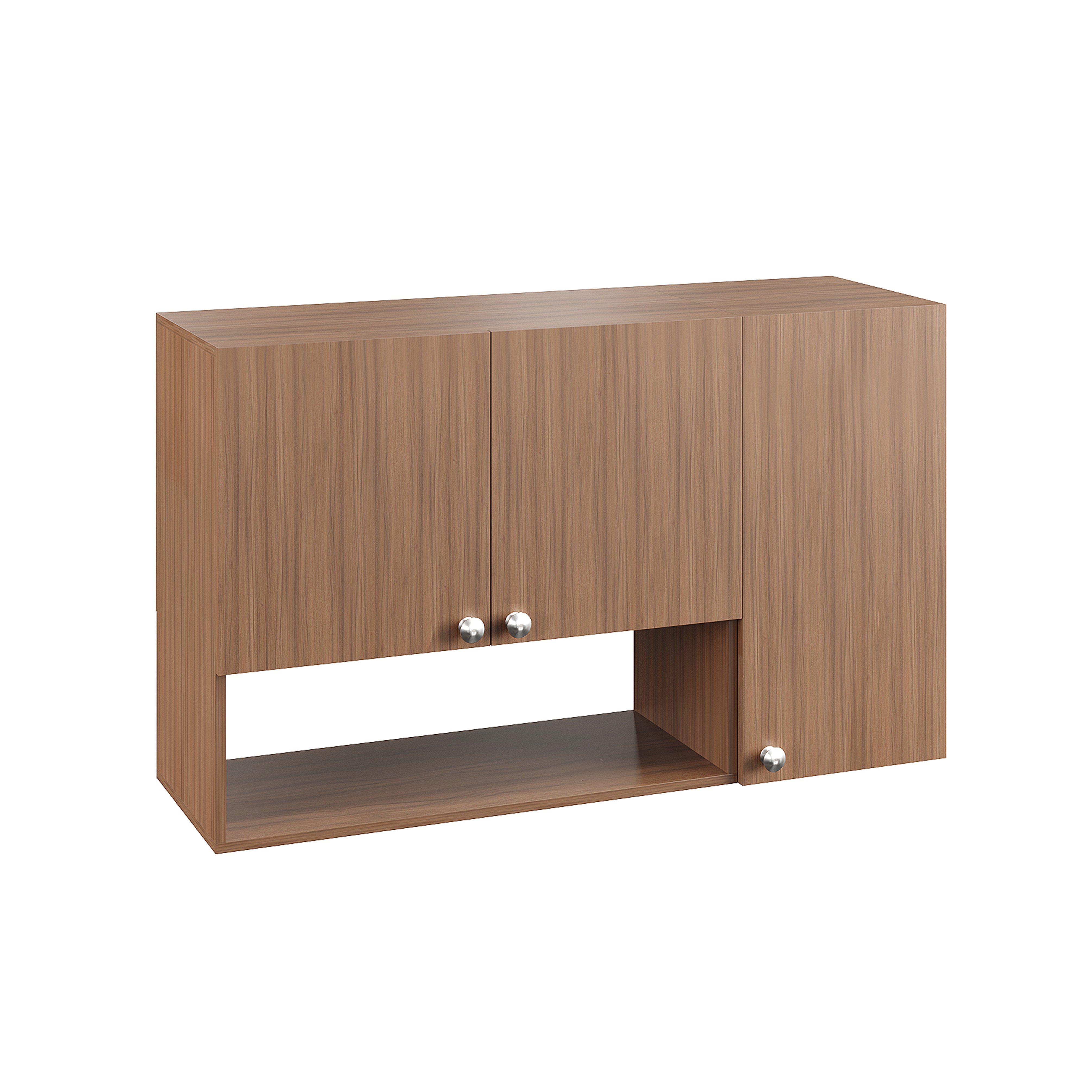 Diana Wall Mount Wooden Kitchen Cabinet Storage Rack Shelf Organizer with Door in Exotic Teak Finish