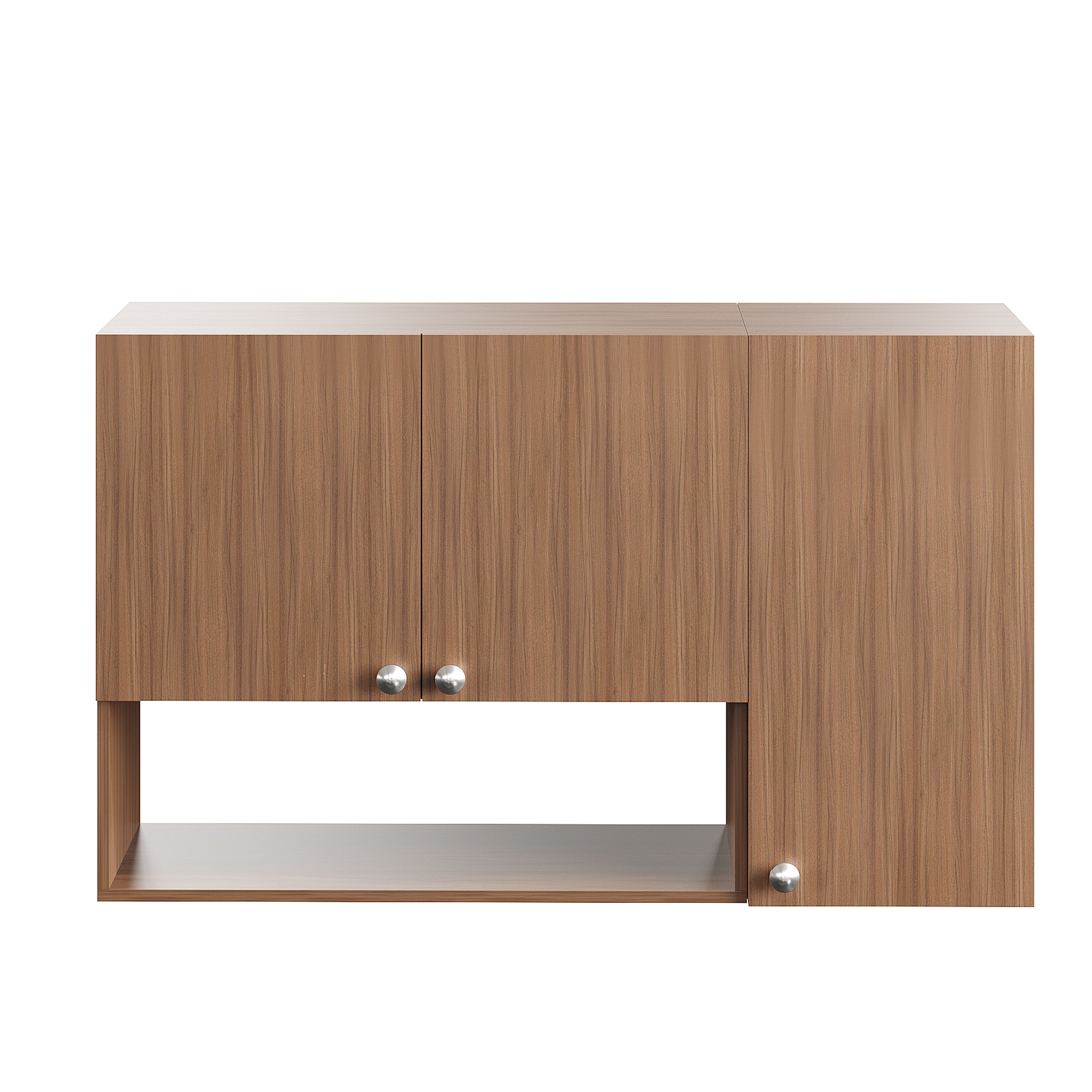 Diana Wall Mount Wooden Kitchen Cabinet Storage Rack Shelf Organizer with Door in Exotic Teak Finish
