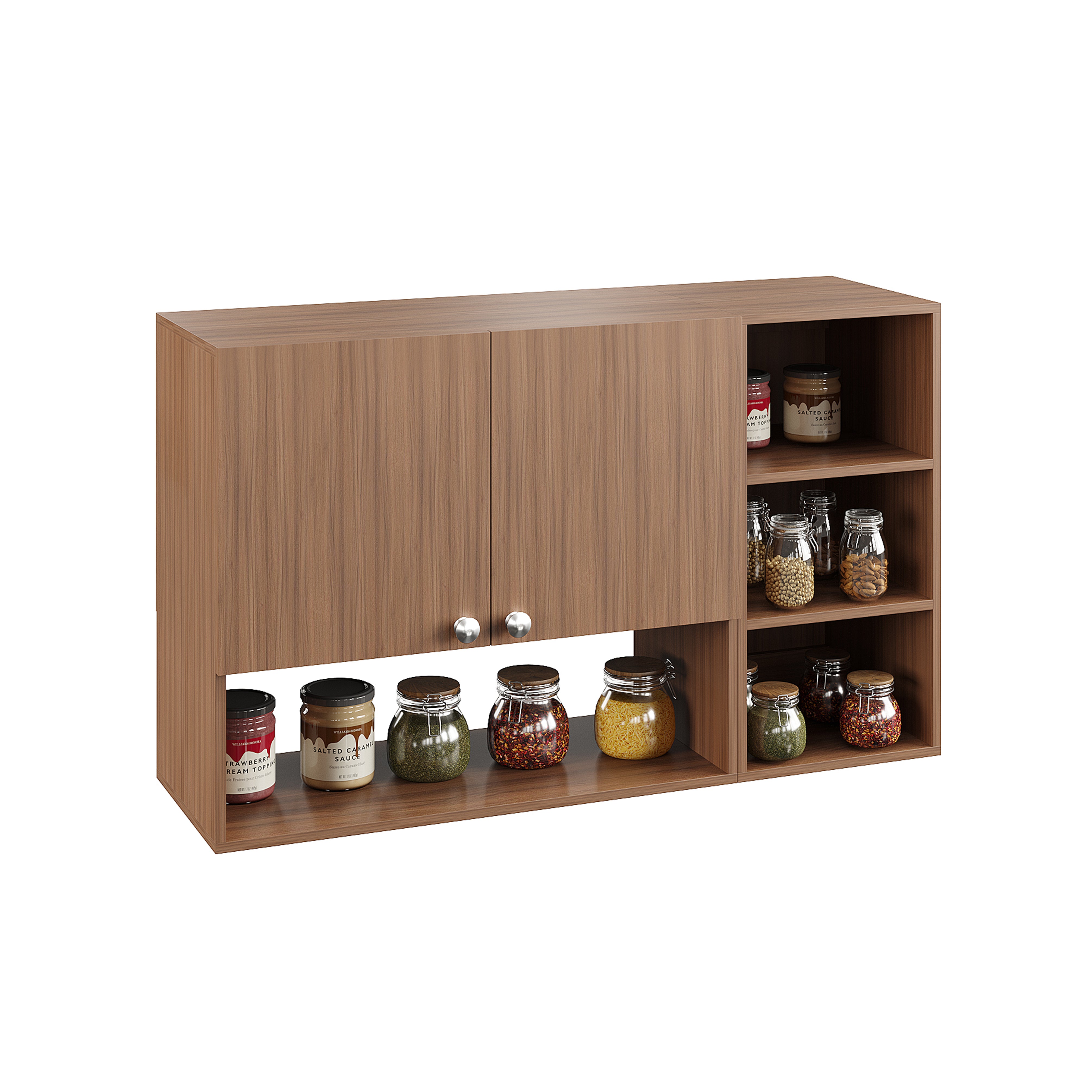 Woodwider Rozel Engineered Wood Wall-Mount Kitchen Cabinet with Door – Space-Saving, Modern Storage Solution for Kitchen, Living Room, or Bathroom (Exotic Teak)