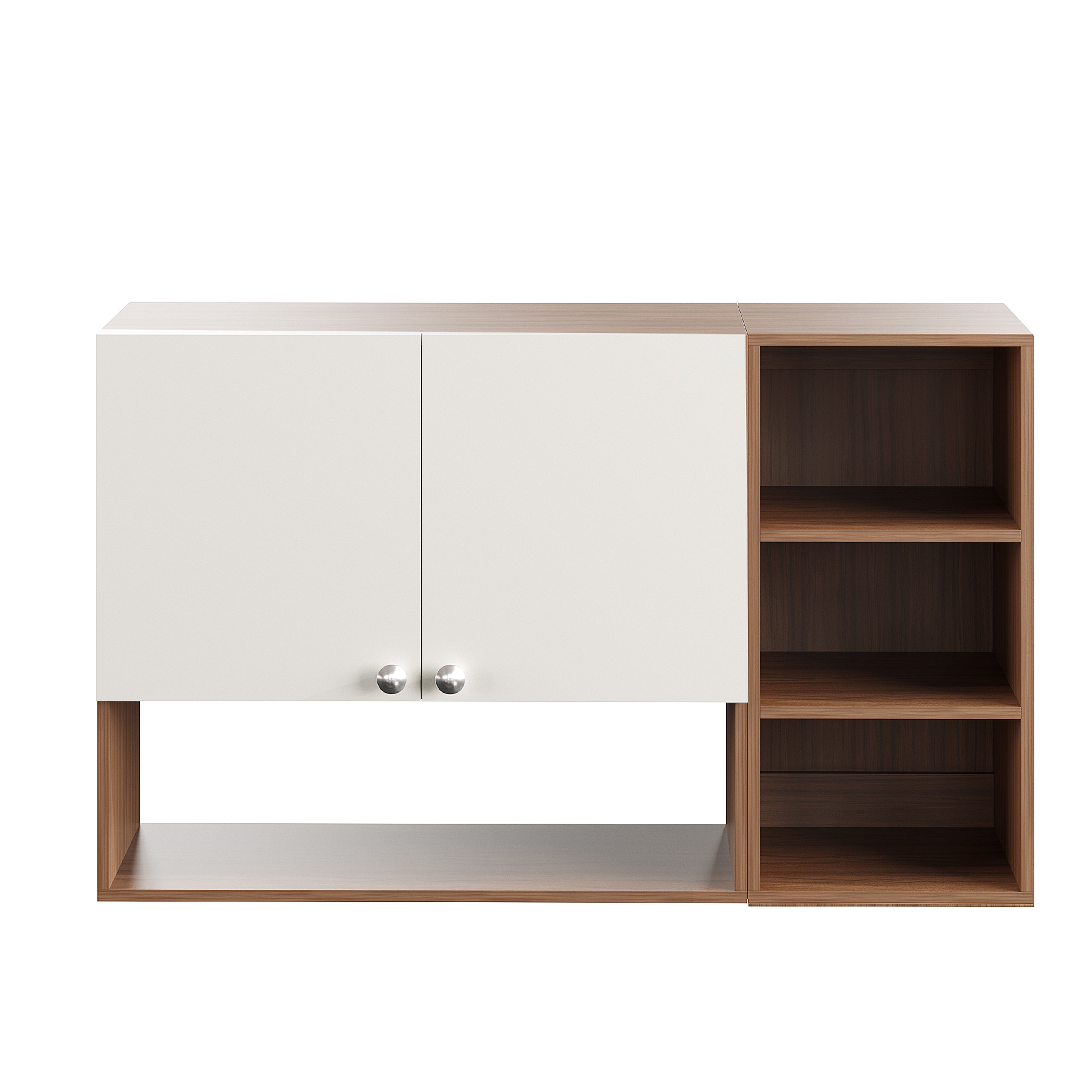 Woodwider Rozel Engineered Wood Wall-Mount Kitchen Cabinet with Door – Space-Saving, Modern Storage Solution for Kitchen, Living Room, or Bathroom (Exotic teak & White )