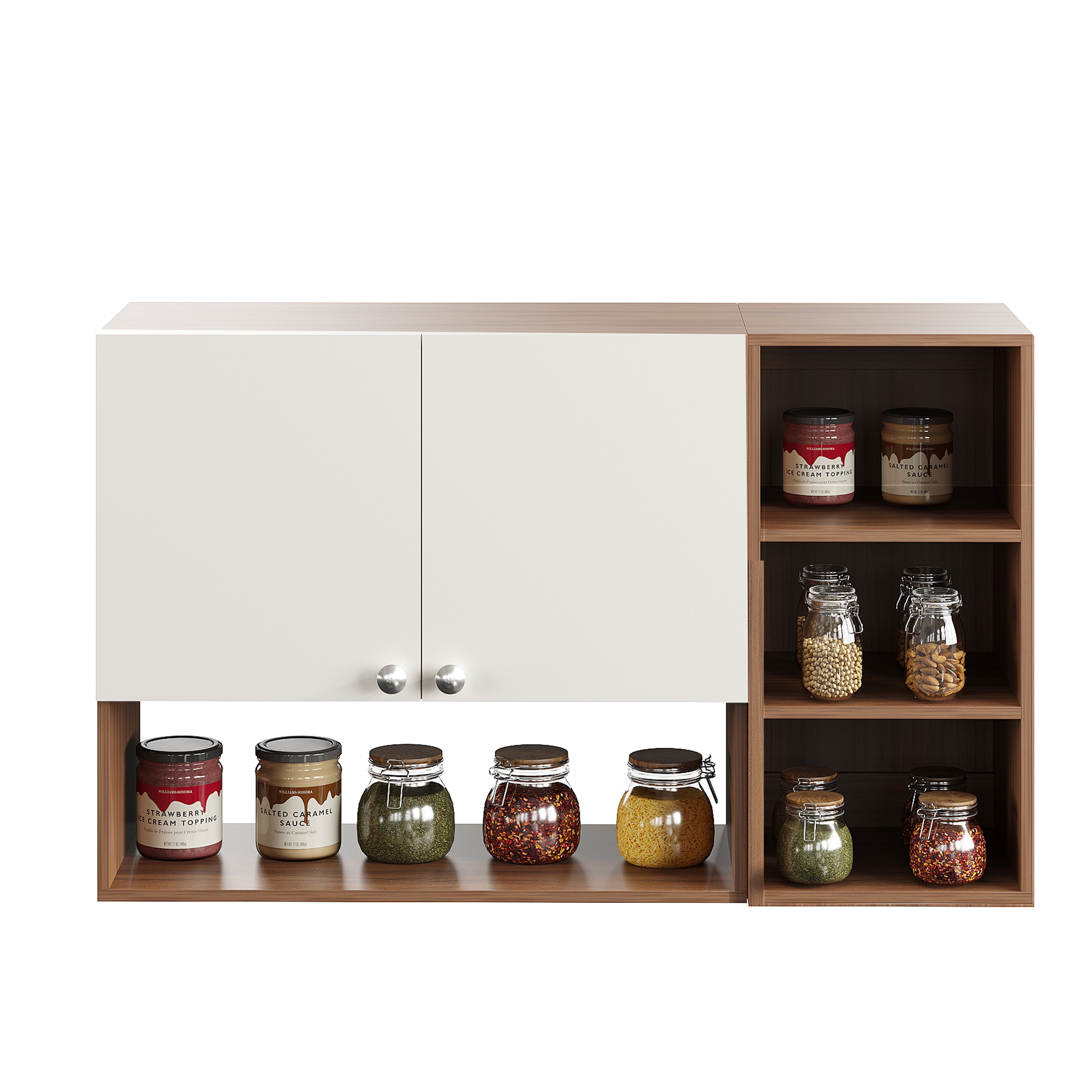 Woodwider Rozel Engineered Wood Wall-Mount Kitchen Cabinet with Door – Space-Saving, Modern Storage Solution for Kitchen, Living Room, or Bathroom (Exotic teak & White )