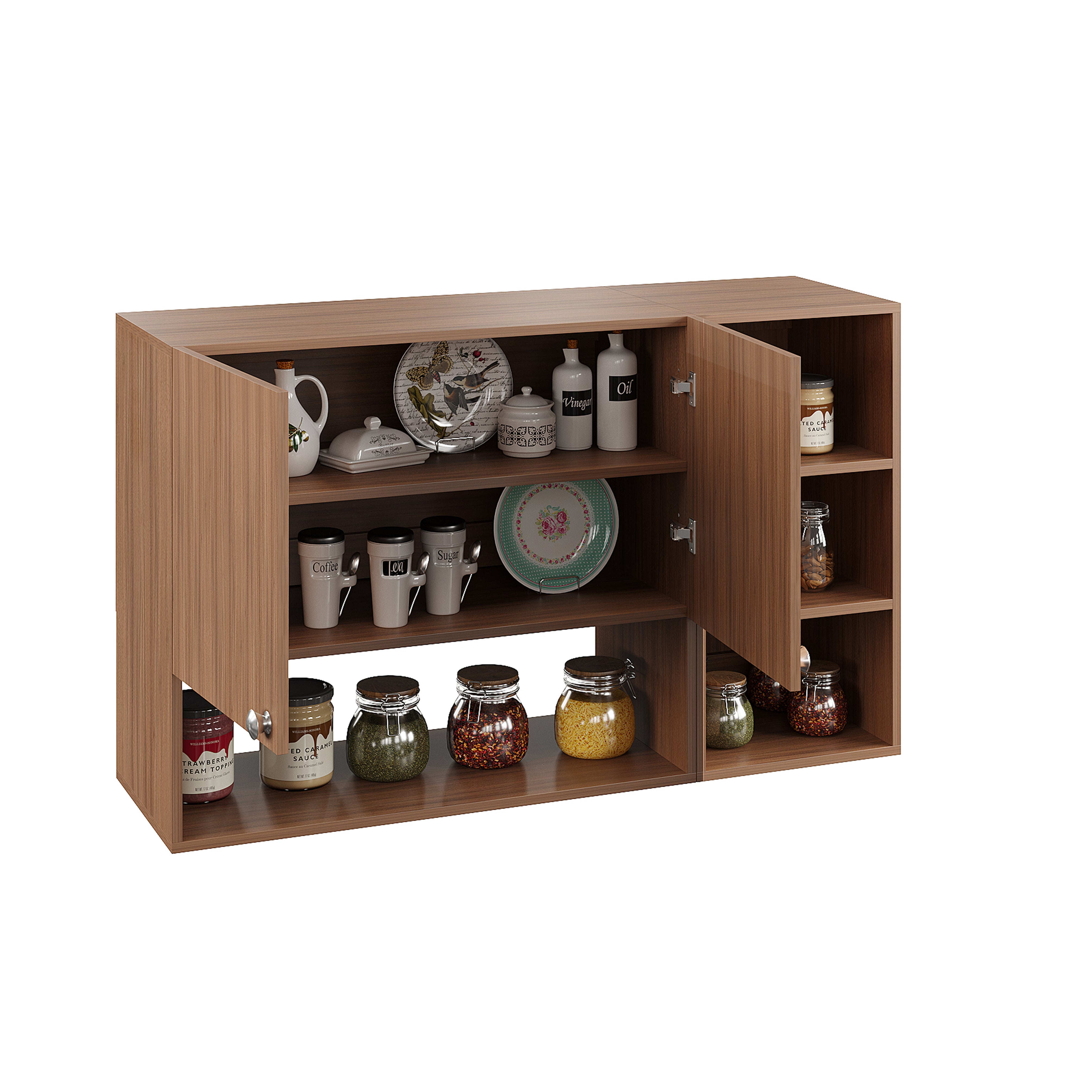 Woodwider Rozel Engineered Wood Wall-Mount Kitchen Cabinet with Door – Space-Saving, Modern Storage Solution for Kitchen, Living Room, or Bathroom (Exotic Teak)