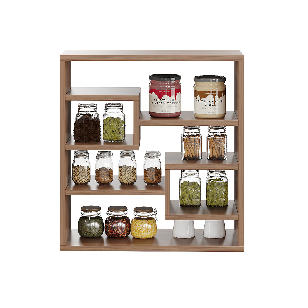 Furneaser Brian Wooden Kitchen Rack for Storage, Spice Jar Organizer S