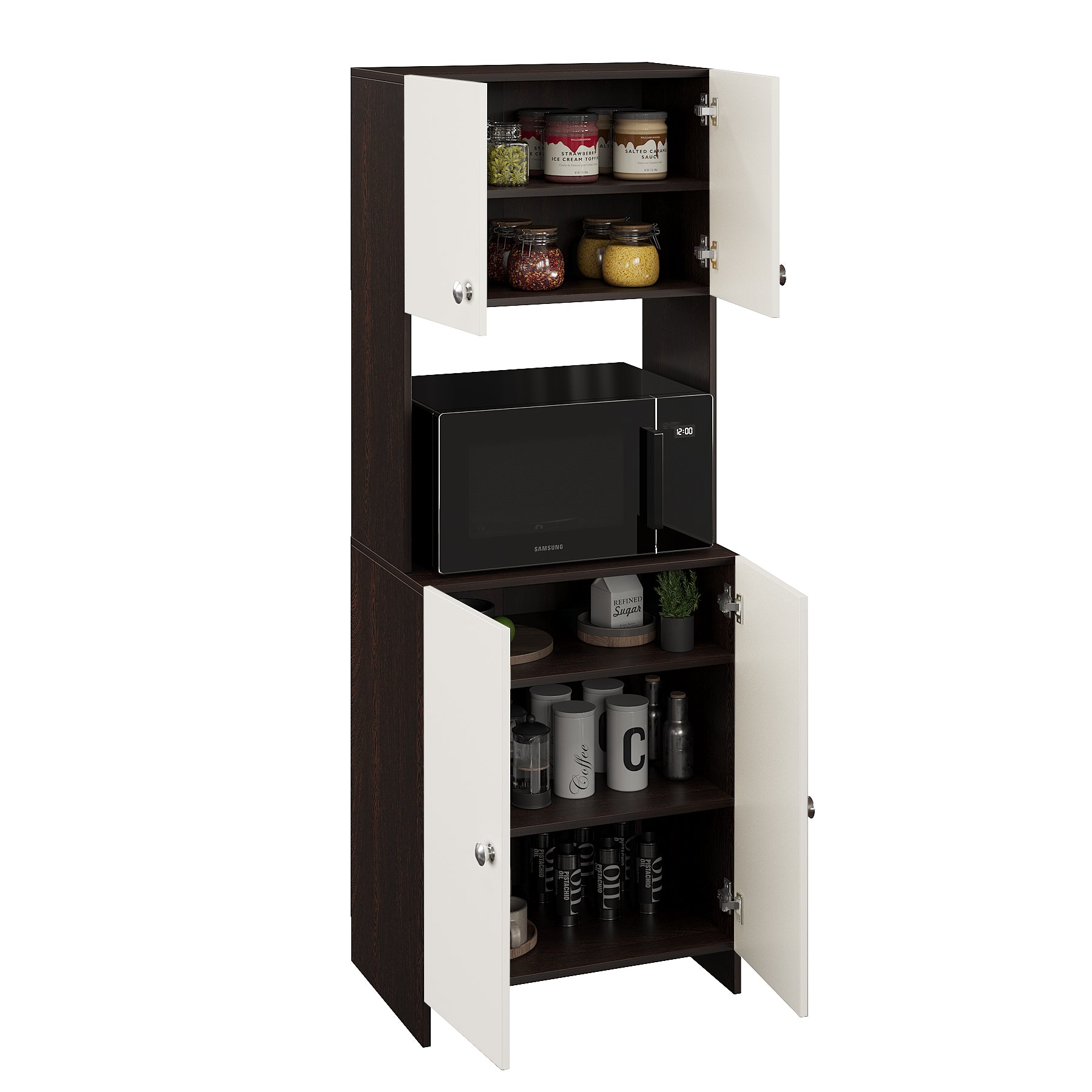 Compact Space Saving Unit for Kitchen & Dining (Wenge & White)