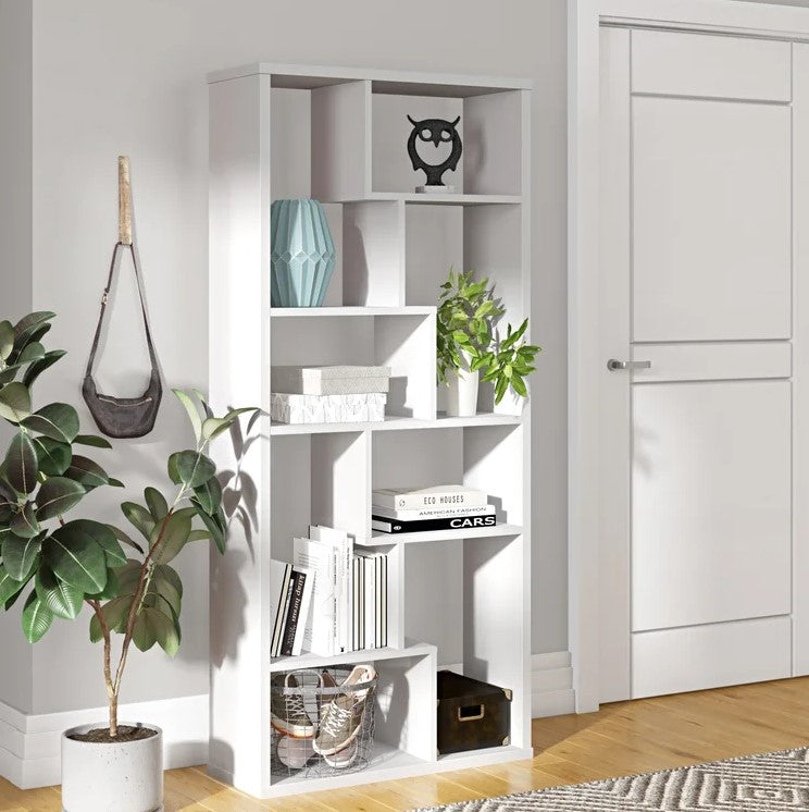 Krimson Wooden Book Shelf for Books, Book Shelf Rack for Home Library, Corner Shelf for Living Room, Study Room & Office Furniture (White)