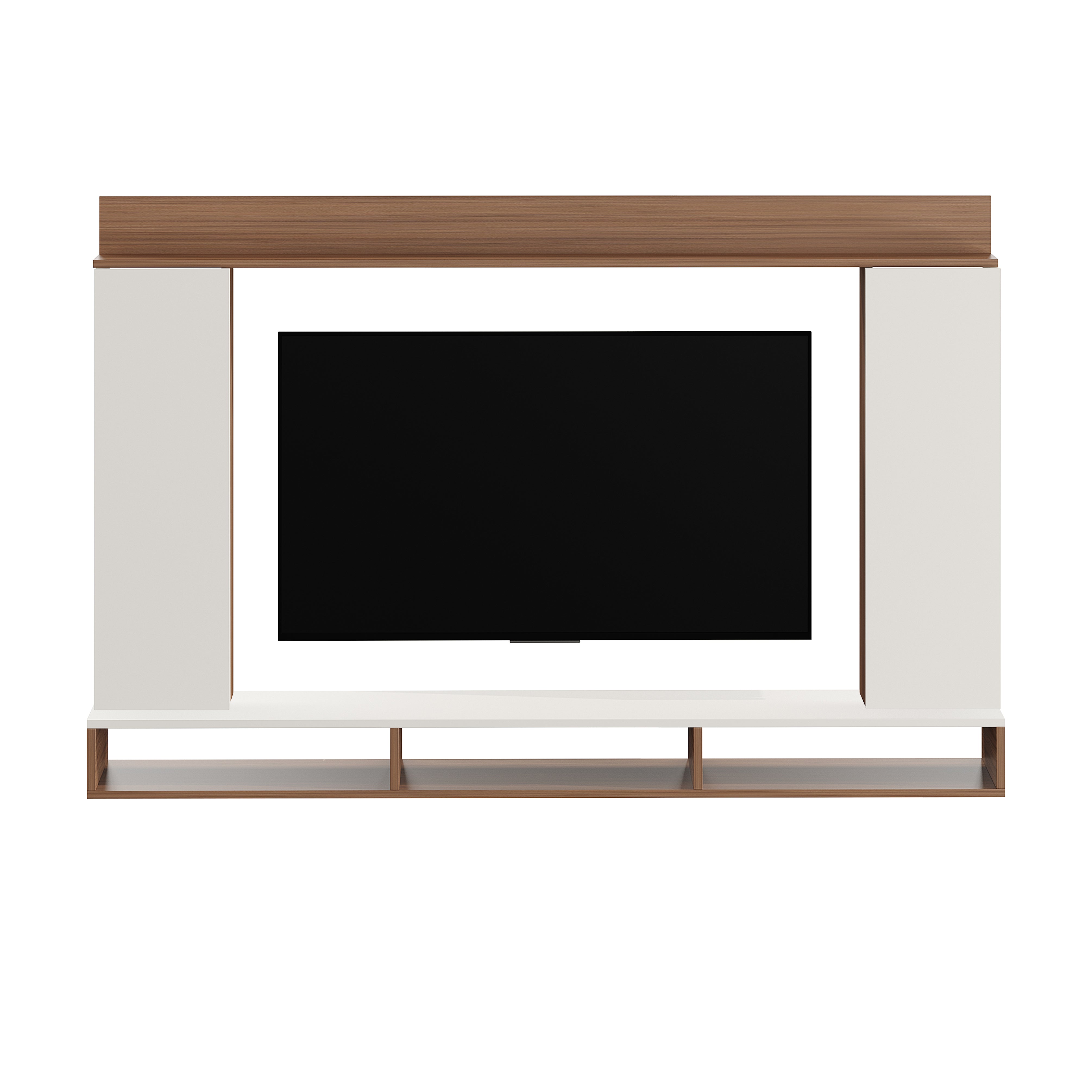 Furneaser Morris Engineered Wood Wall Mount TV Unit/TV Stand with Door/TV Cabinet/TV Entertainment Unit/Set Top Box Stand (Ideal for 55 Inch) (D.I.Y) (Exotic Teak & White)