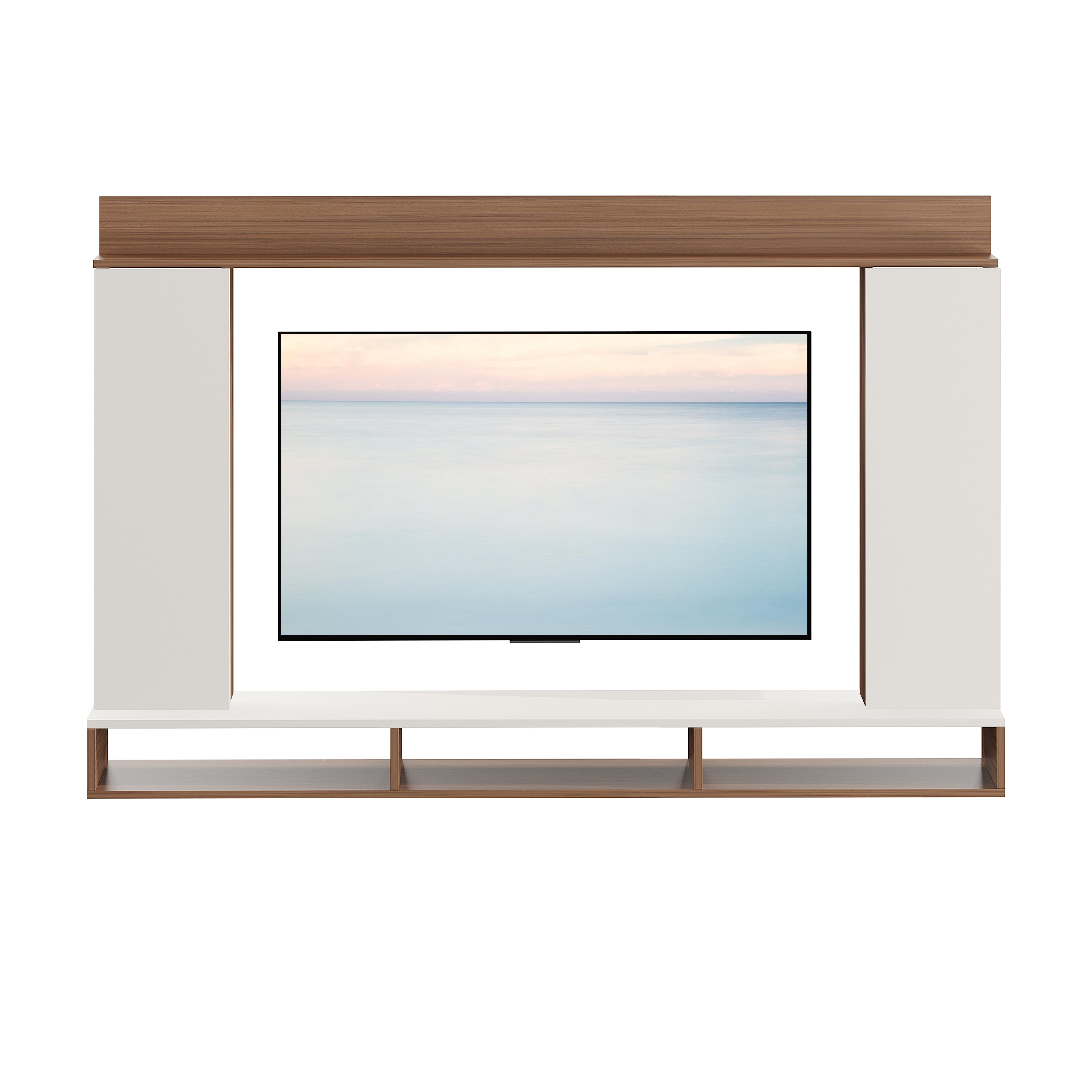 FURNEASER Morris Engineered Wood Wall Mount TV Unit/Set Top Box Stand with Display Shelves/Modern Tv Rack/Cabinet/Showcase for 43 inch TV (Exotic Teak & White)