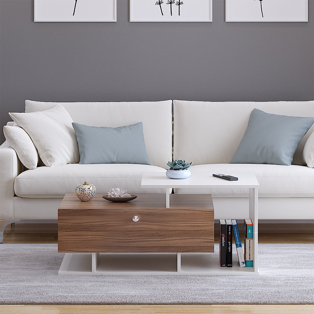 Breezia Modern Coffee Table with Storage, Centre Table, Teapoy for Living Room