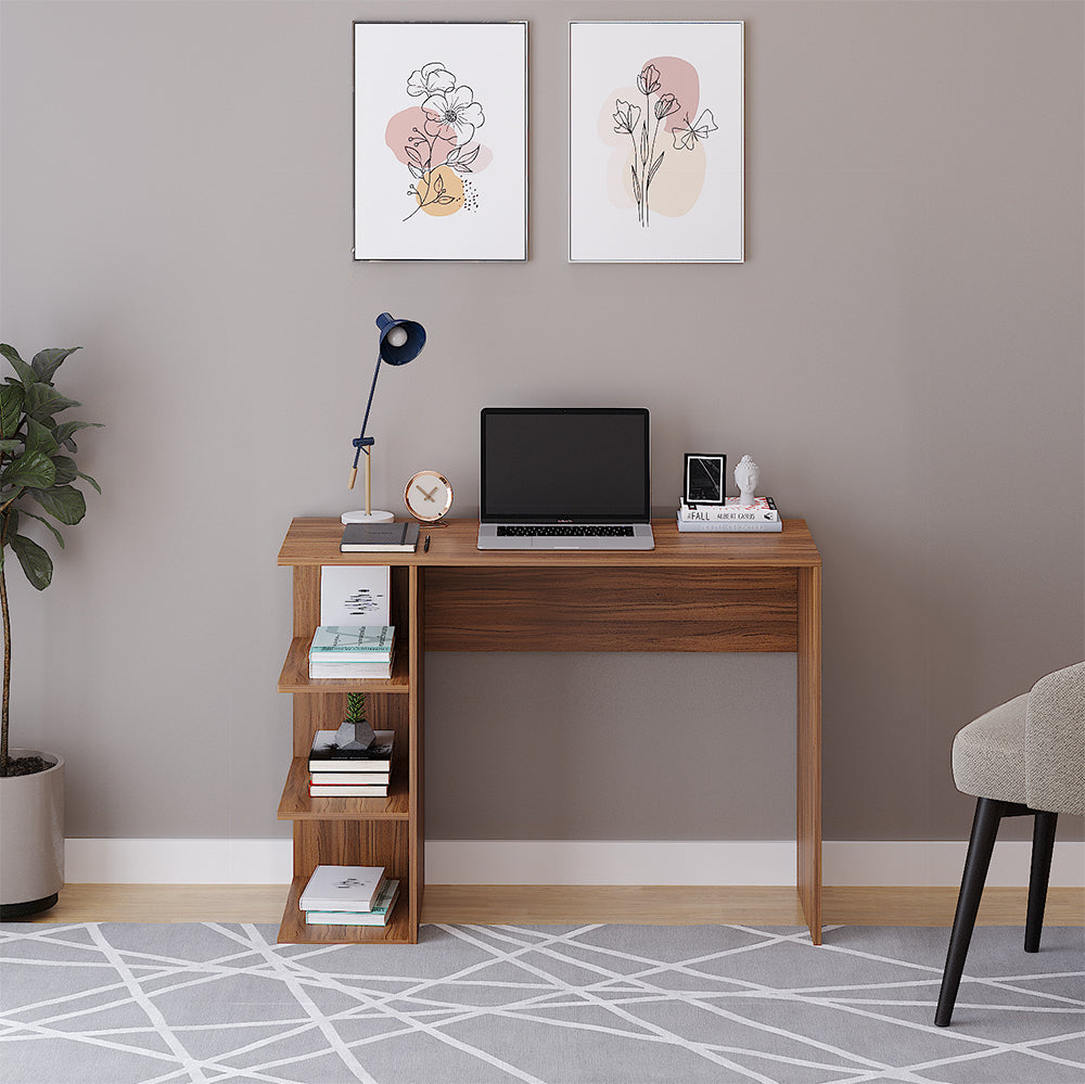 Qualish Study Table, Computer Desk, WFH Office Table with Storage (103 x 40 cm)