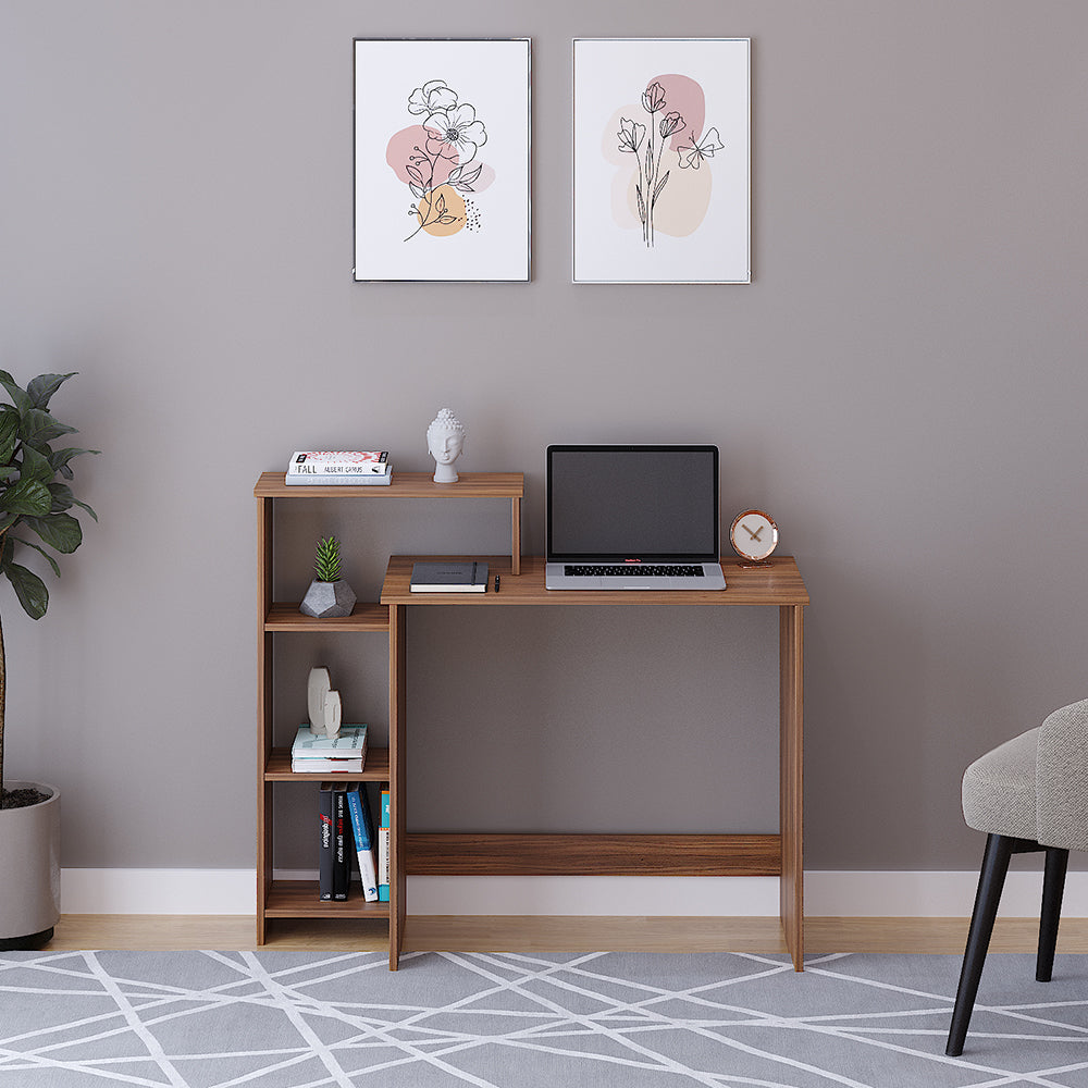Austin Engineered Wood Study Table, Workstation, Computer, Laptop, WFH Office Desk, Gaming Table with Storage (Exotic Teak)