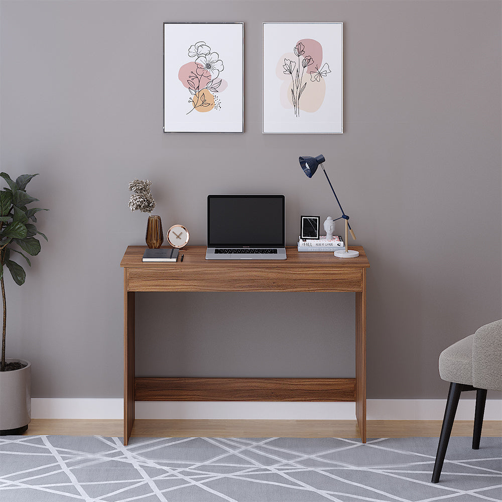 Boris Engineered Wood Study Table, Workstation, Computer, Laptop, WFH Office Desk, Gaming Table with Storage 103 x 40cm (Exotic Teak)
