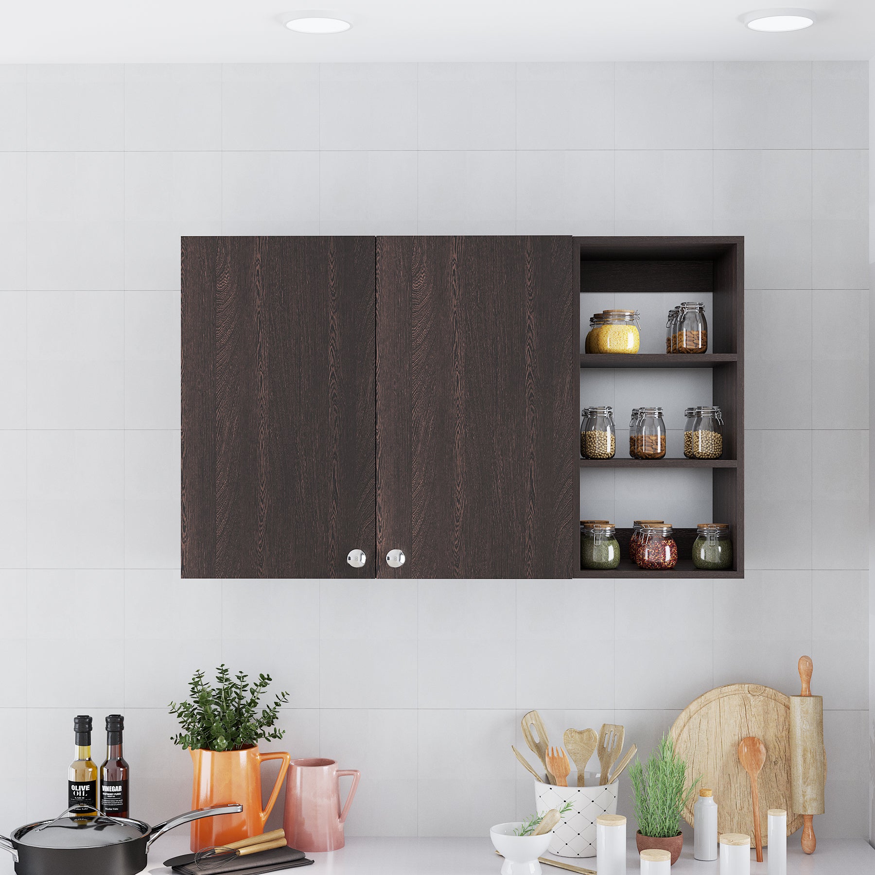 Wall-Mounted Wooden Modern Kitchen Rack For Home – Furneaser Lismore