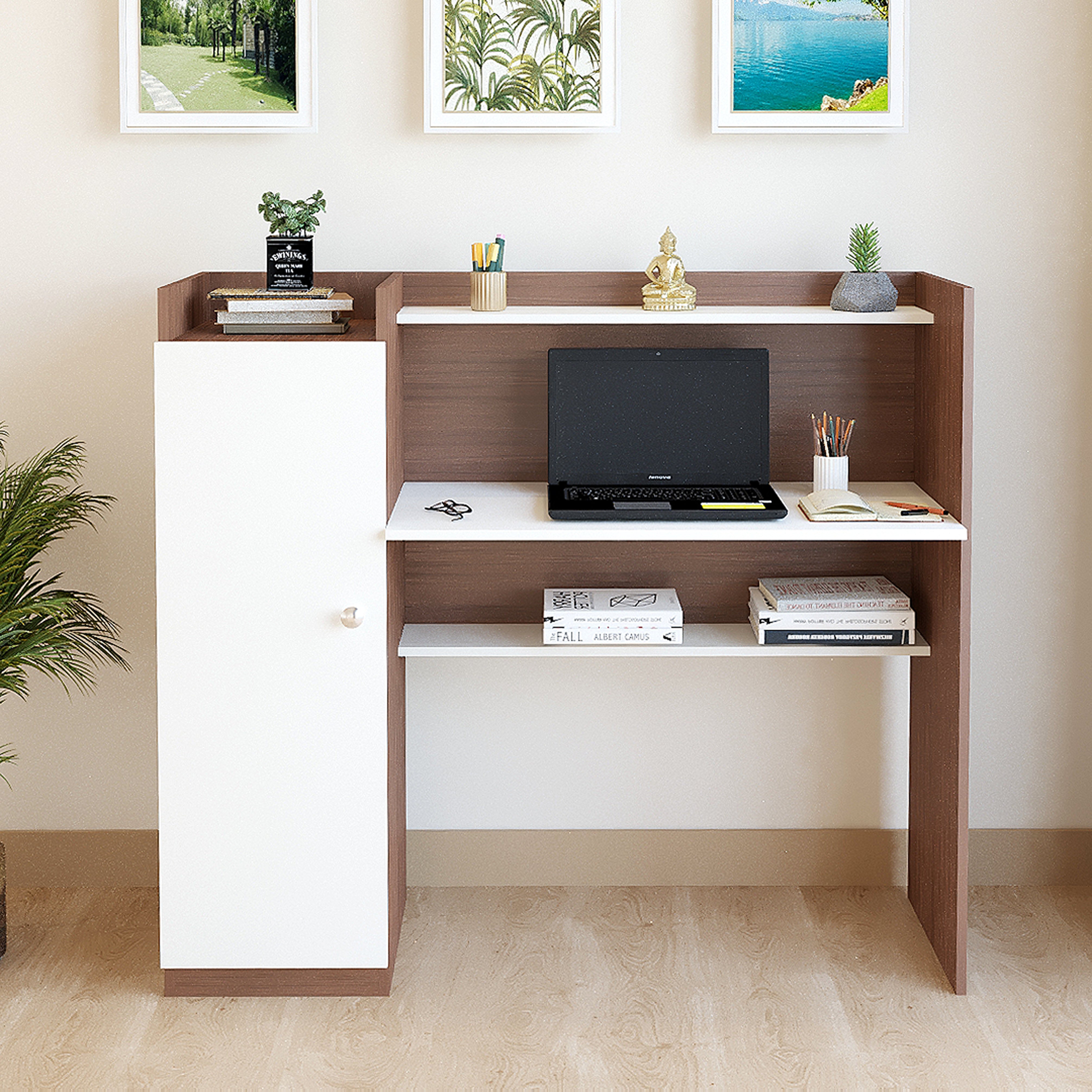 Florian Study Table, Computer Desk, WFH Office Table with Storage