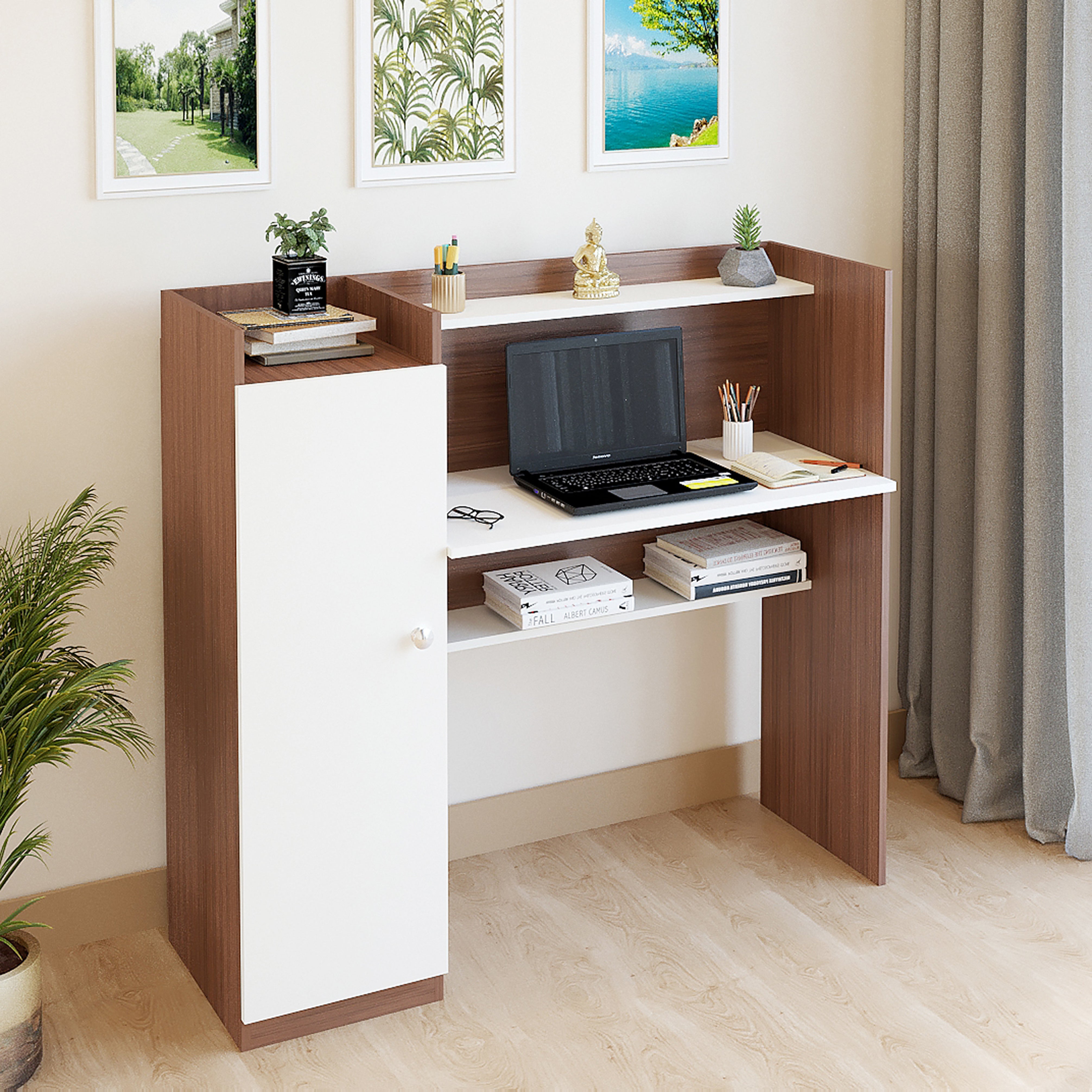 Florian Study Table, Computer Desk, WFH Office Table with Storage