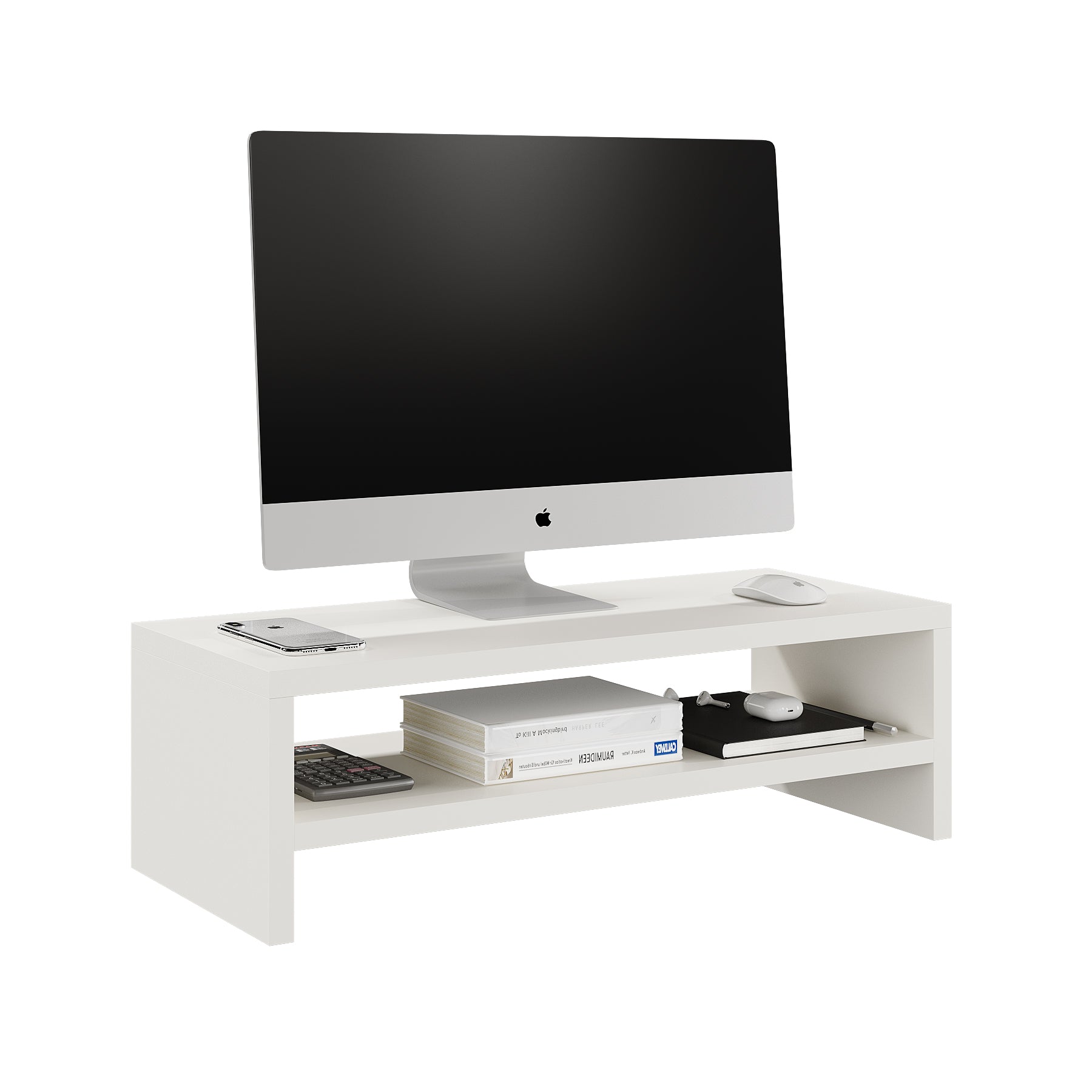 Fluxi Wooden Monitor Stand Organizer Desktop Organizer Monitor Riser Laptop Stand