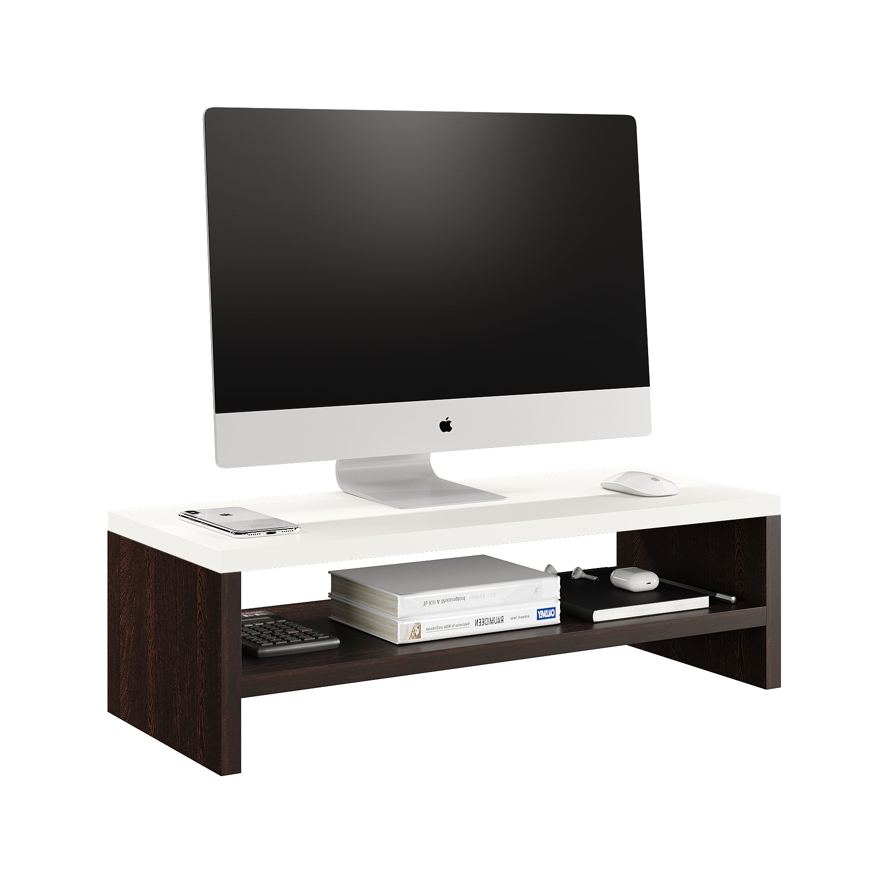 Fluxi Wooden Monitor Stand Organizer Desktop Organizer Monitor Riser Laptop Stand
