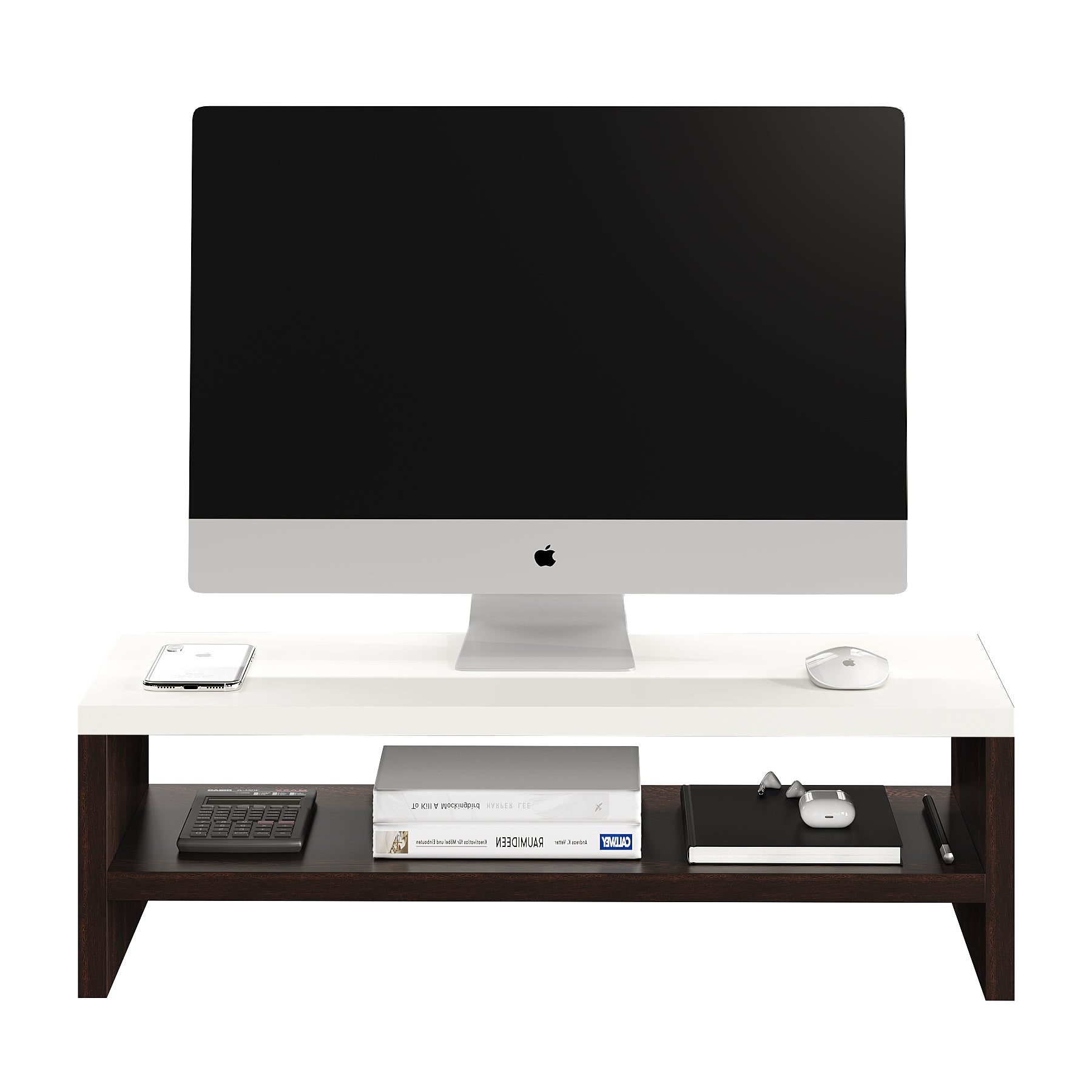 Fluxi Wooden Monitor Stand Organizer Desktop Organizer Monitor Riser Laptop Stand