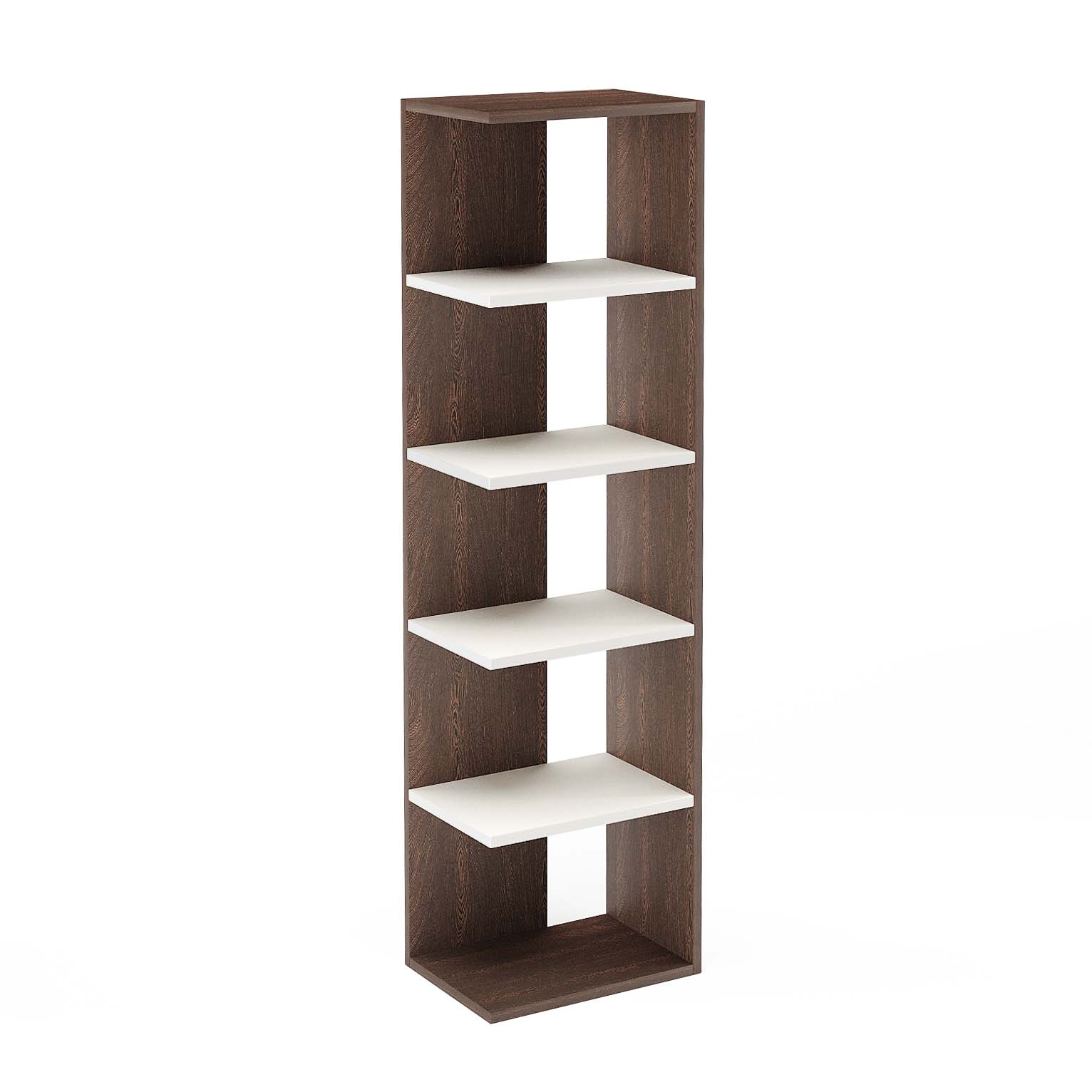 Rowbell Wooden Book Shelf for Books, Book Shelf Rack for Home Library, Corner Shelf for Living Room, Study Room & Office Furniture (Wenge & White)