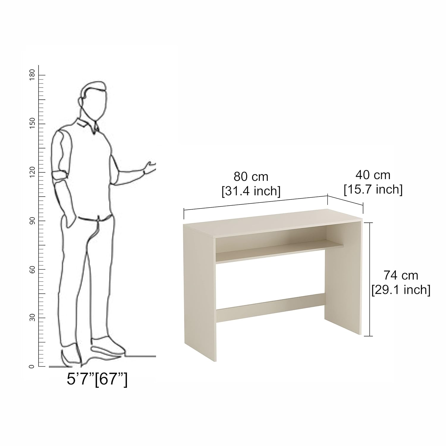 Witely Study Table, Computer Desk, WFH Office Table with Storage (80 x 40 cm)