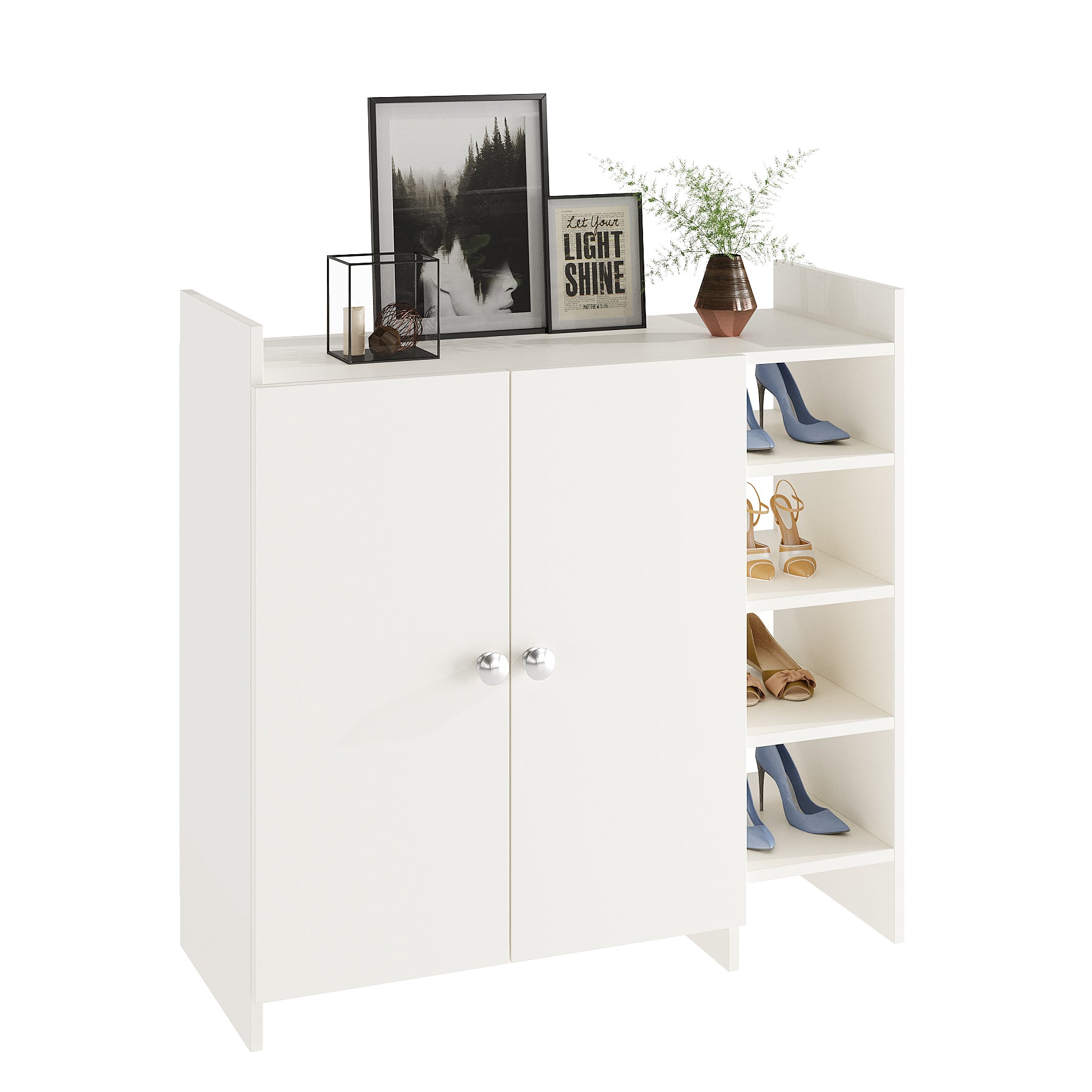 WOODWIDER Salosia Wooden Shoe Rack for Home Storage Organizer Shoe Rack Cabinet Slipper Footwear Stand Rack 6 Shelves, Store Up to 16 Pairs (White)
