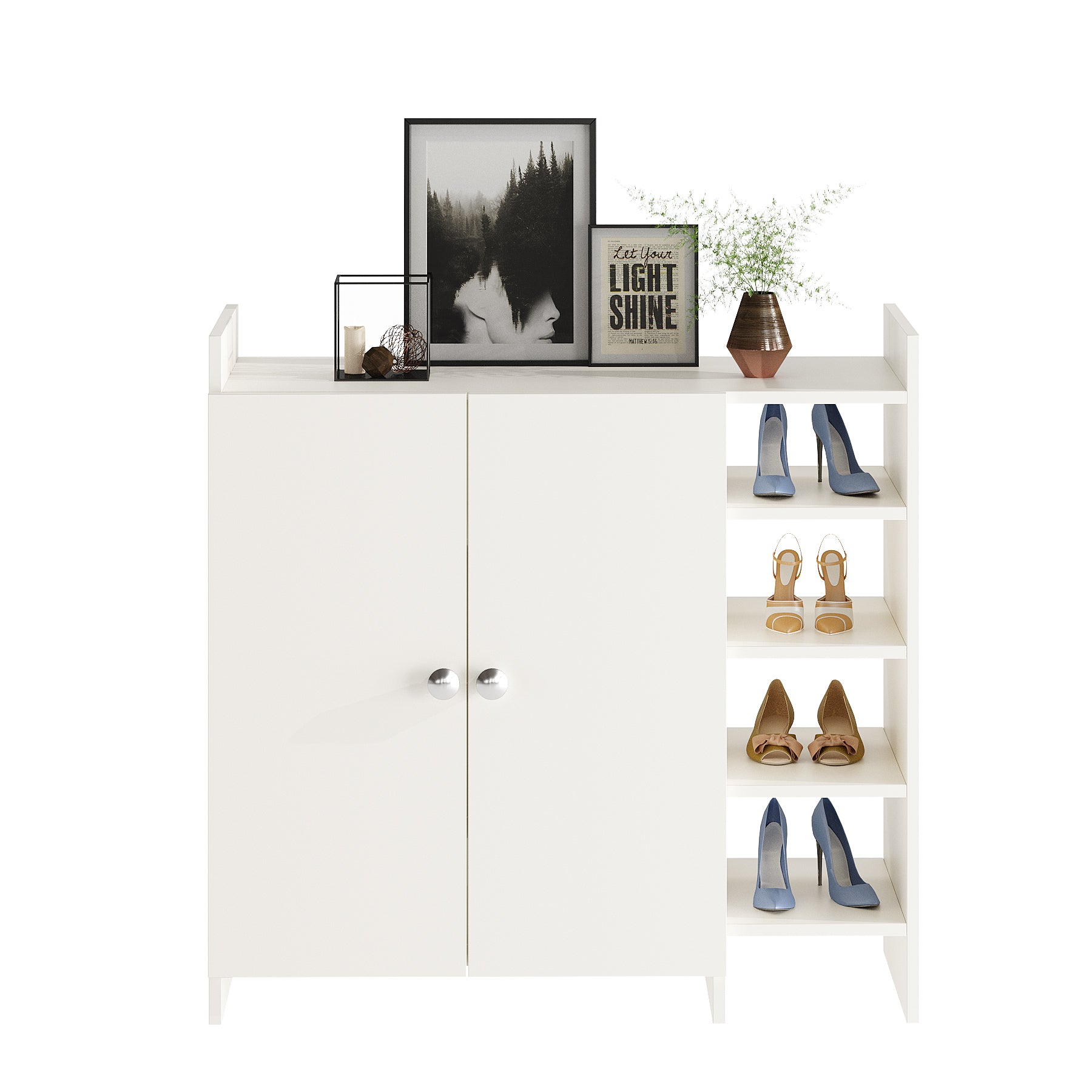 WOODWIDER Salosia Wooden Shoe Rack for Home Storage Organizer Shoe Rack Cabinet Slipper Footwear Stand Rack 6 Shelves, Store Up to 16 Pairs (White)