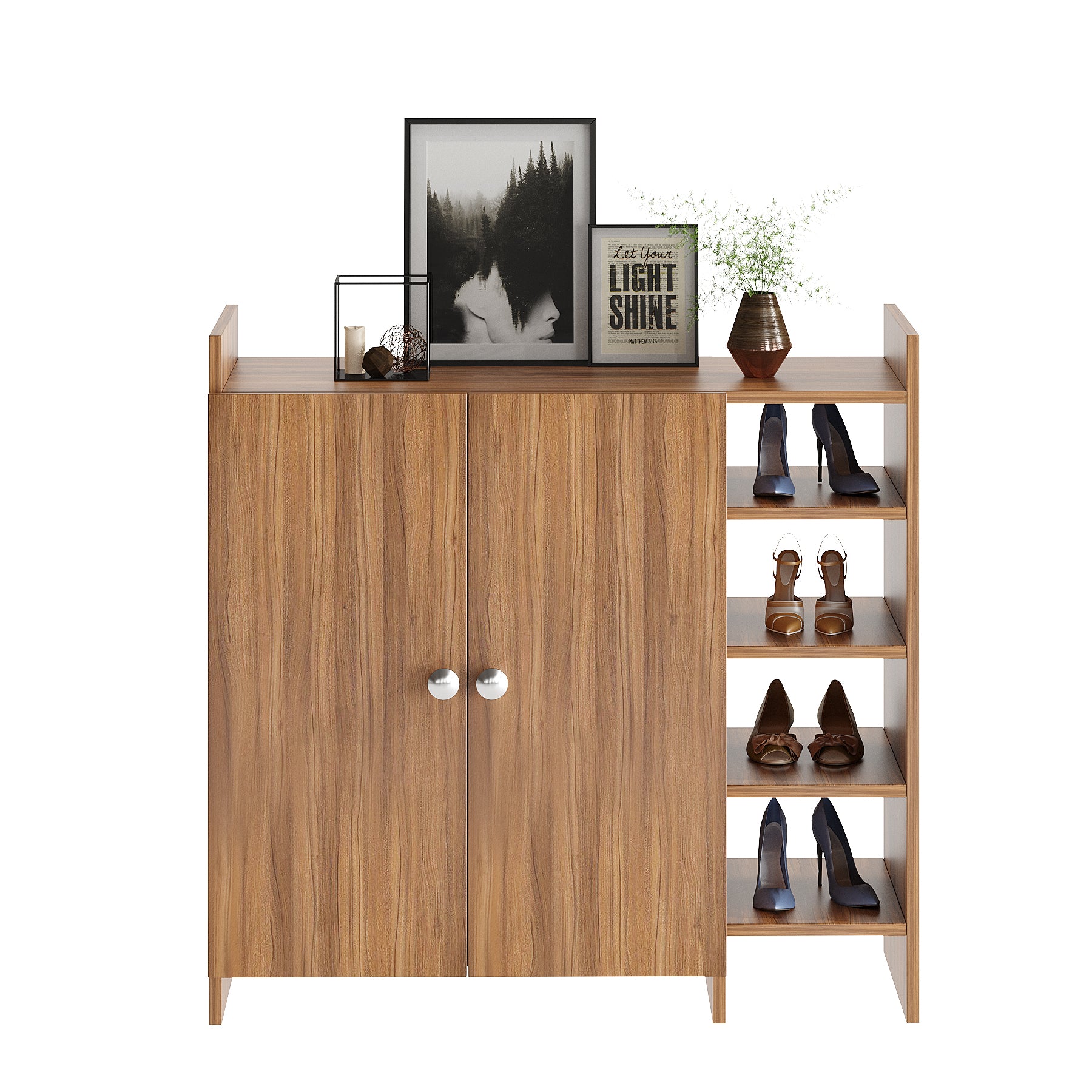 WOODWIDER Salosia Wooden Shoe Rack for Home Storage Organizer Shoe Rack Cabinet Slipper Footwear Stand Rack 6 Shelves, Store Up to 16 Pairs (Exotic Teak)