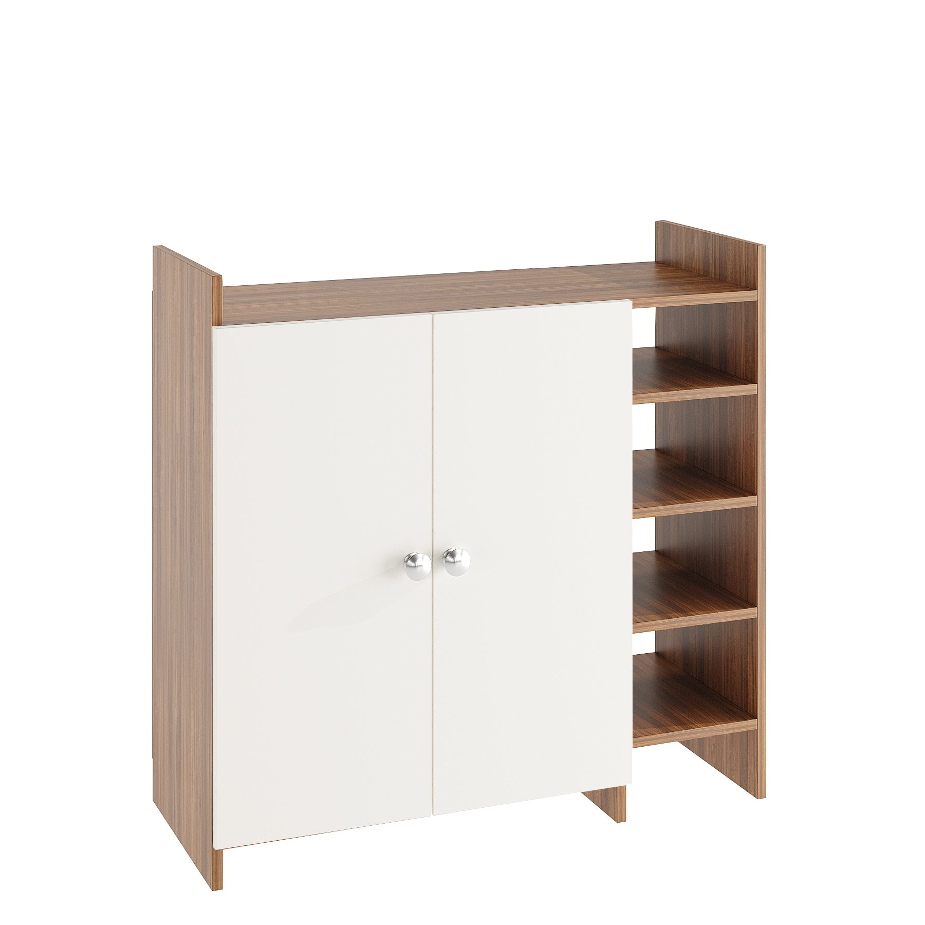 WOODWIDER Salosia Wooden Shoe Rack for Home Storage Organizer Shoe Rack Cabinet Slipper Footwear Stand Rack 6 Shelves, Store Up to 16 Pairs (Exotic Teak & White)