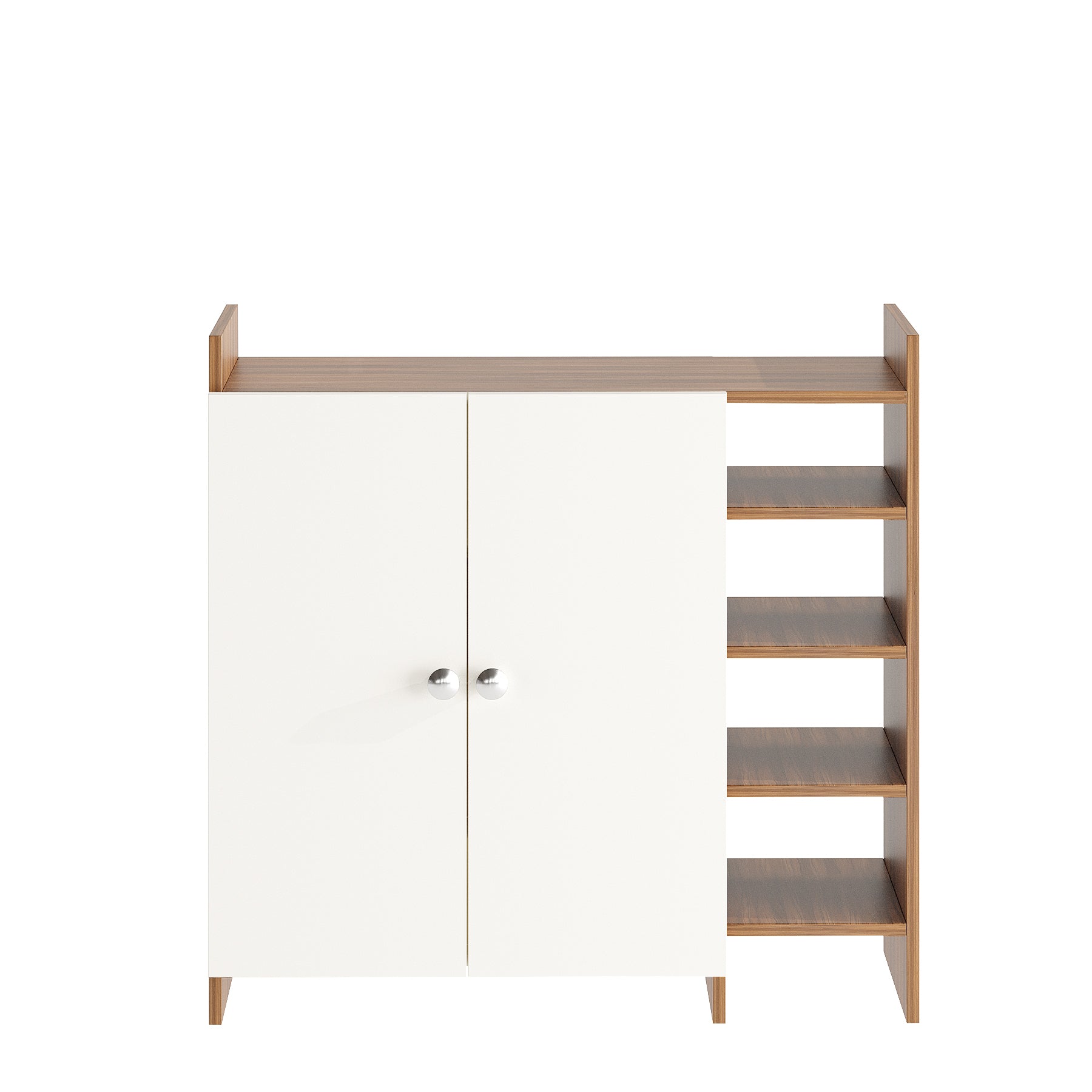WOODWIDER Salosia Wooden Shoe Rack for Home Storage Organizer Shoe Rack Cabinet Slipper Footwear Stand Rack 6 Shelves, Store Up to 16 Pairs (Exotic Teak & White)