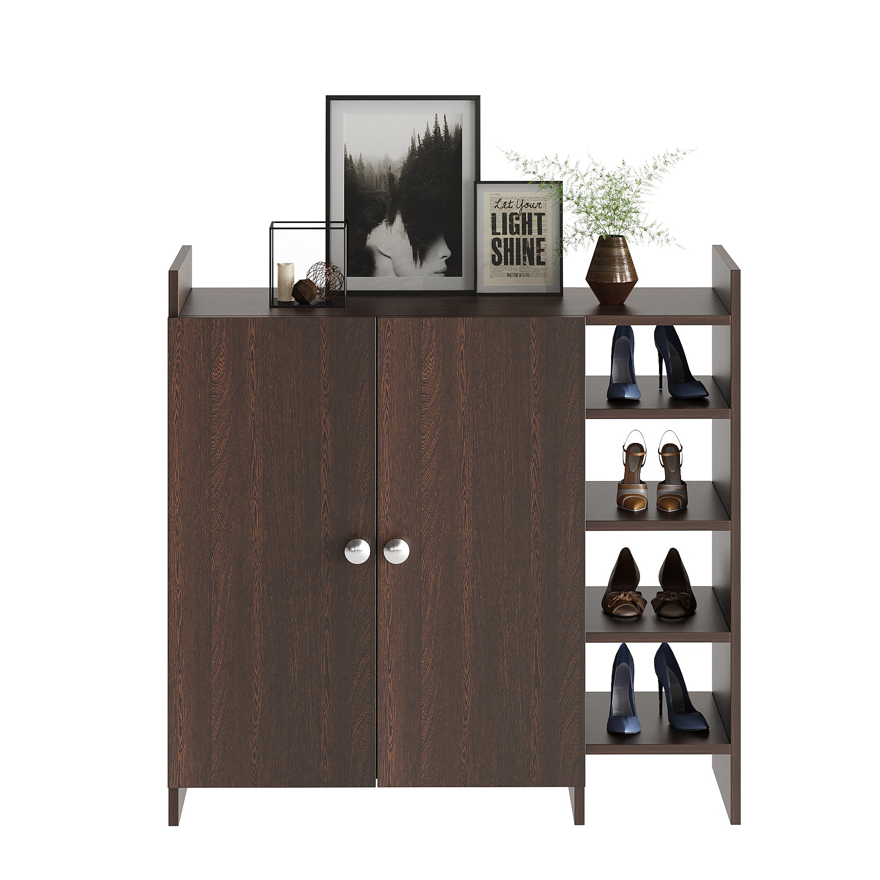 WOODWIDER Salosia Wooden Shoe Rack for Home Storage Organizer Shoe Rack Cabinet Slipper Footwear Stand Rack 6 Shelves, Store Up to 16 Pairs (Wenge)
