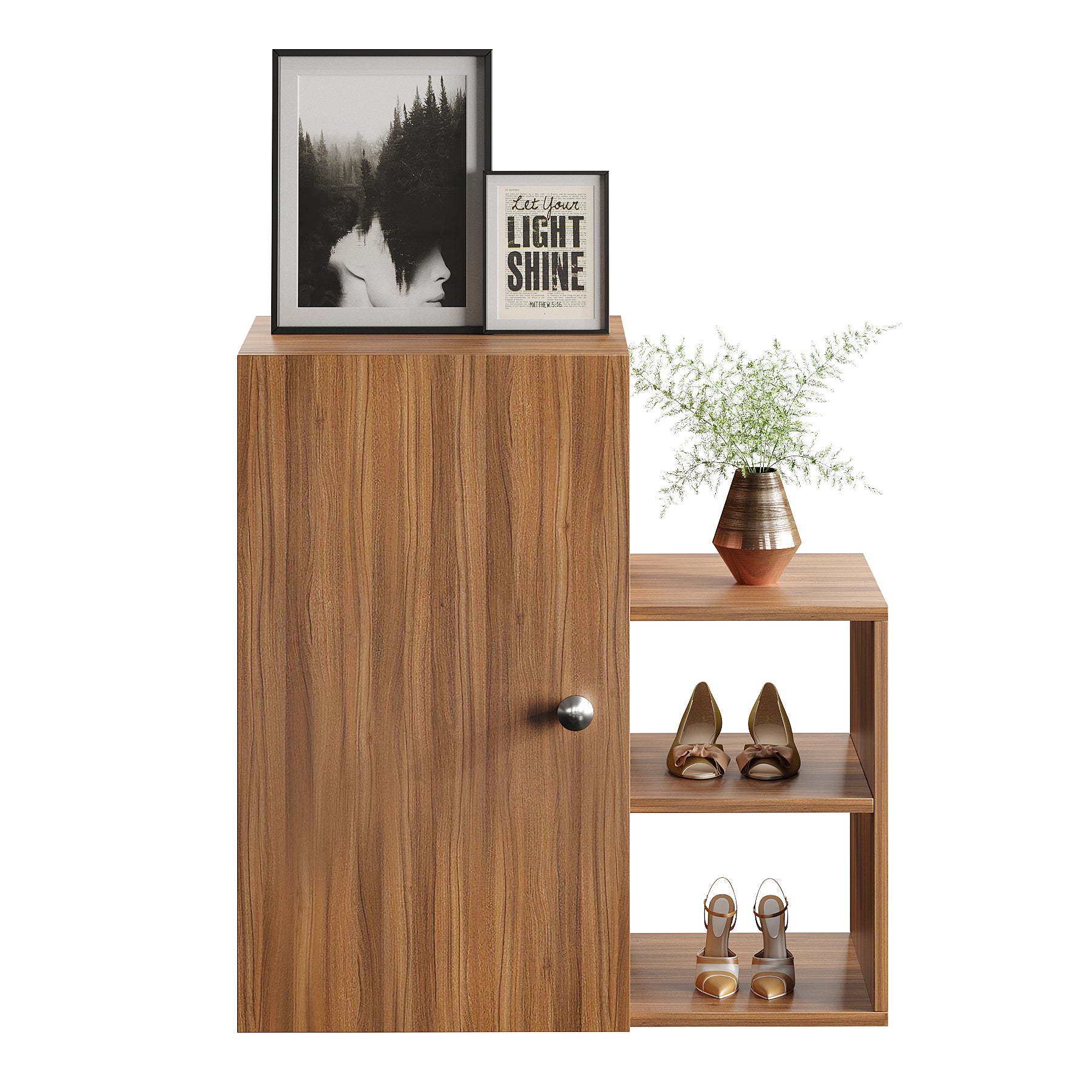 Woodwider Emry Wooden Shoe Rack for Home Storage Organizer Shoe Rack Cabinet Slipper Footwear Stand Rack 6 Shelves, Store Up to 16 Pairs (Exotic Teak)