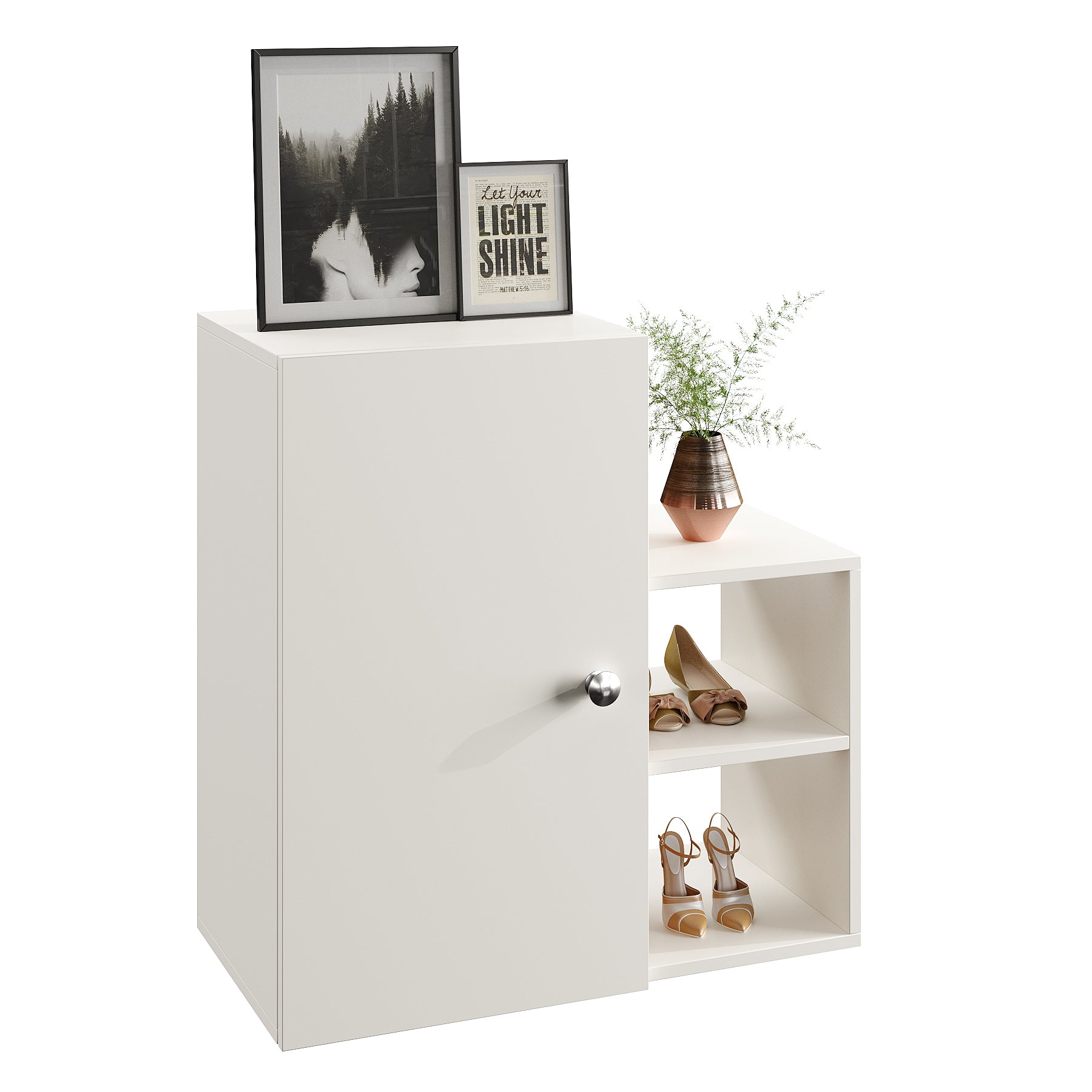 WOODWIDER Emry Wooden Shoe Rack for Home Storage Organizer Shoe Rack Cabinet Slipper Footwear Stand Rack 6 Shelves, Store Up to 16 Pairs (White)