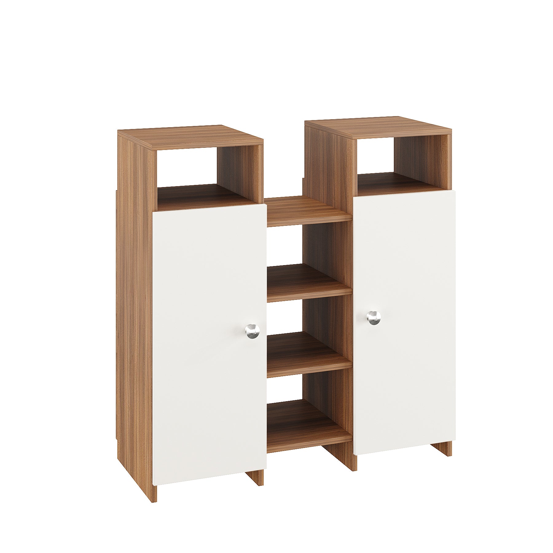 WOODWIDER Calis Wooden Shoe Rack for Home Storage Organizer Shoe Rack Cabinet Slipper Footwear Stand Rack 14 Shelves, Store Up to 16 Pairs (Exotic Teak & White )