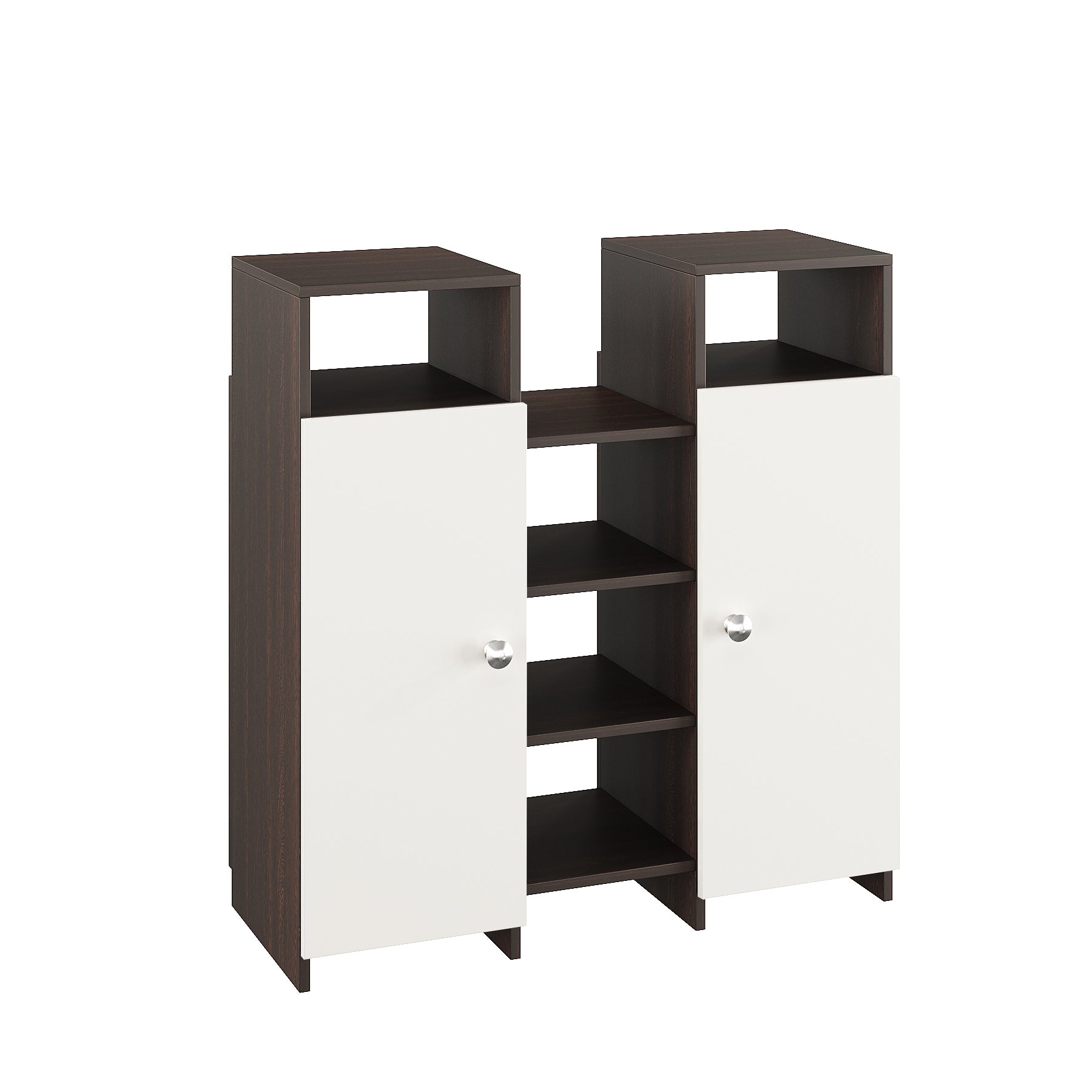 WOODWIDER Calis Wooden Shoe Rack for Home Storage Organizer Shoe Rack Cabinet Slipper Footwear Stand Rack 14 Shelves, Store Up to 16 Pairs (Wenge & White)
