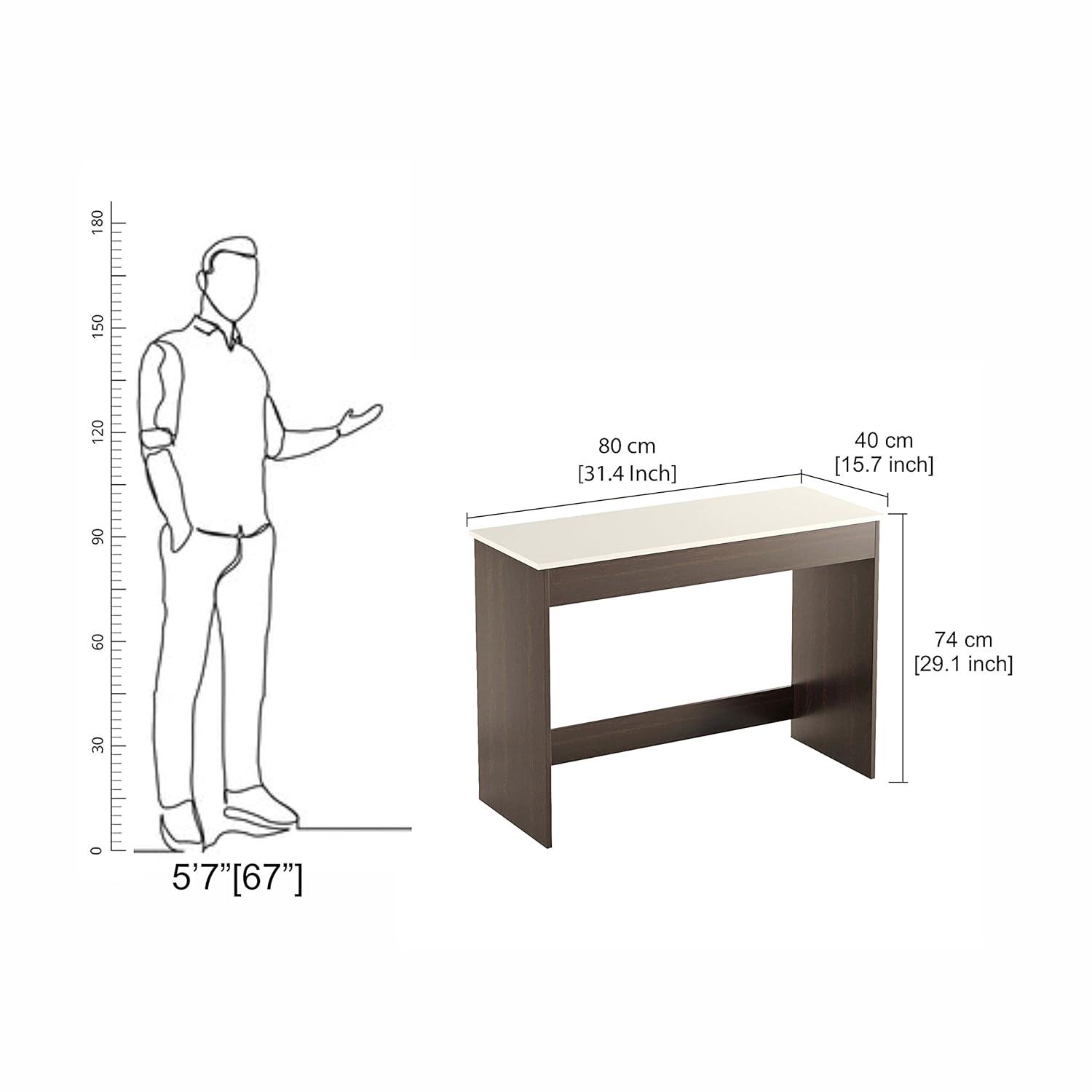 Boris Engineered Wood Study Table, Workstation, Computer, Laptop, WFH Office Desk, Gaming Table with Storage 103 x 40cm (Wenge & White)