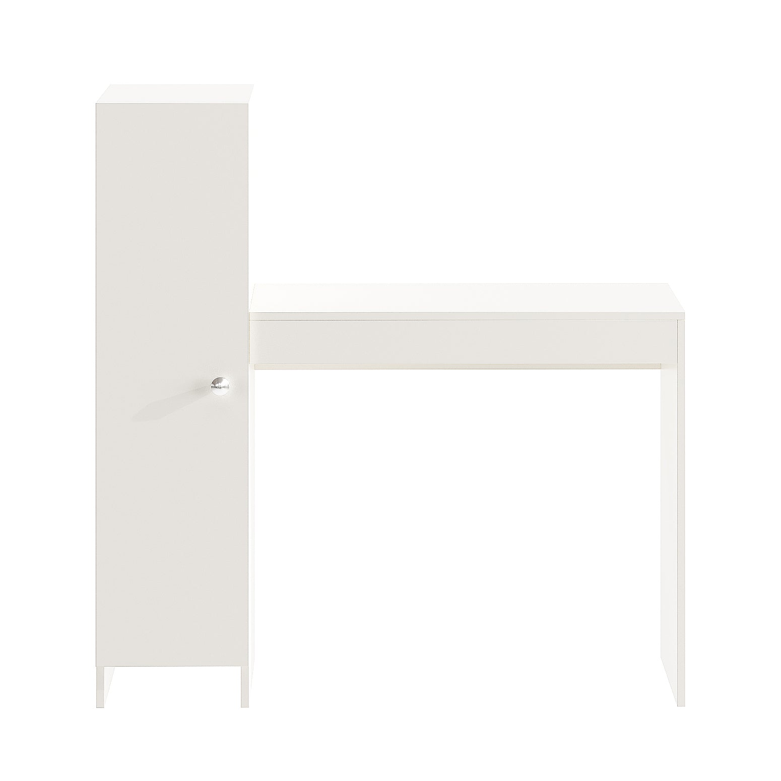 WOODWIDER Maria Wooden Study Table, Workstation, Computer, Laptop, WFH Office Desk, Gaming Table with Side Bookshelf Storage (White)