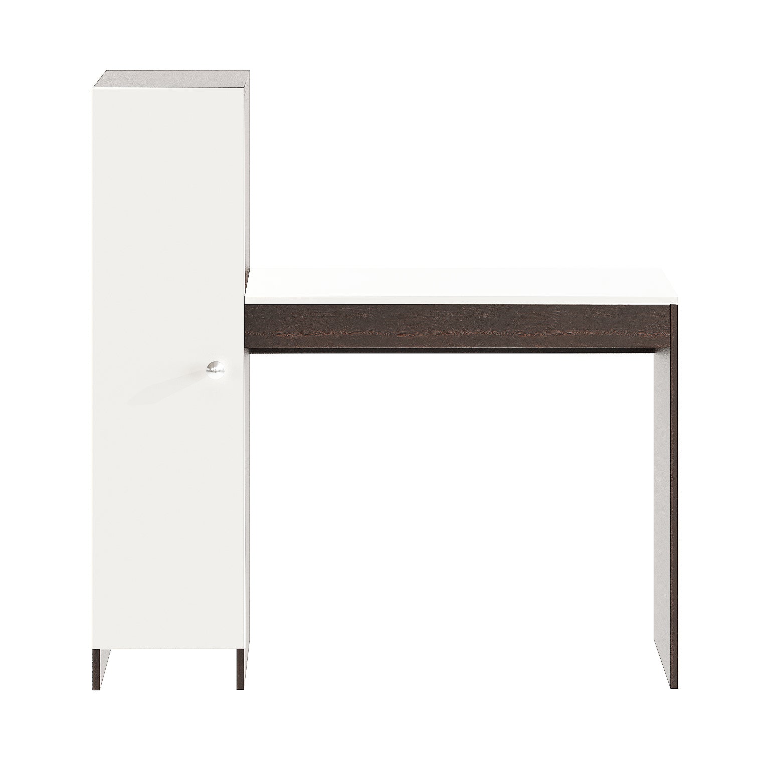 WOODWIDER Maria Wooden Study Table, Workstation, Computer, Laptop, WFH Office Desk, Gaming Table with Side Bookshelf Storage (Wenge & White)