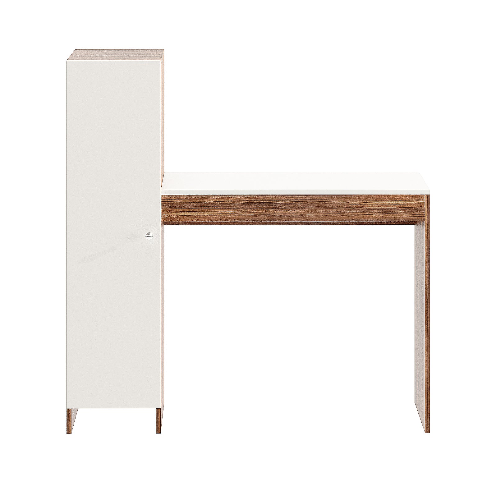 WOODWIDER Maria Wooden Study Table, Workstation, Computer, Laptop, WFH Office Desk, Gaming Table with Side Bookshelf Storage (Exotic Teak & White)