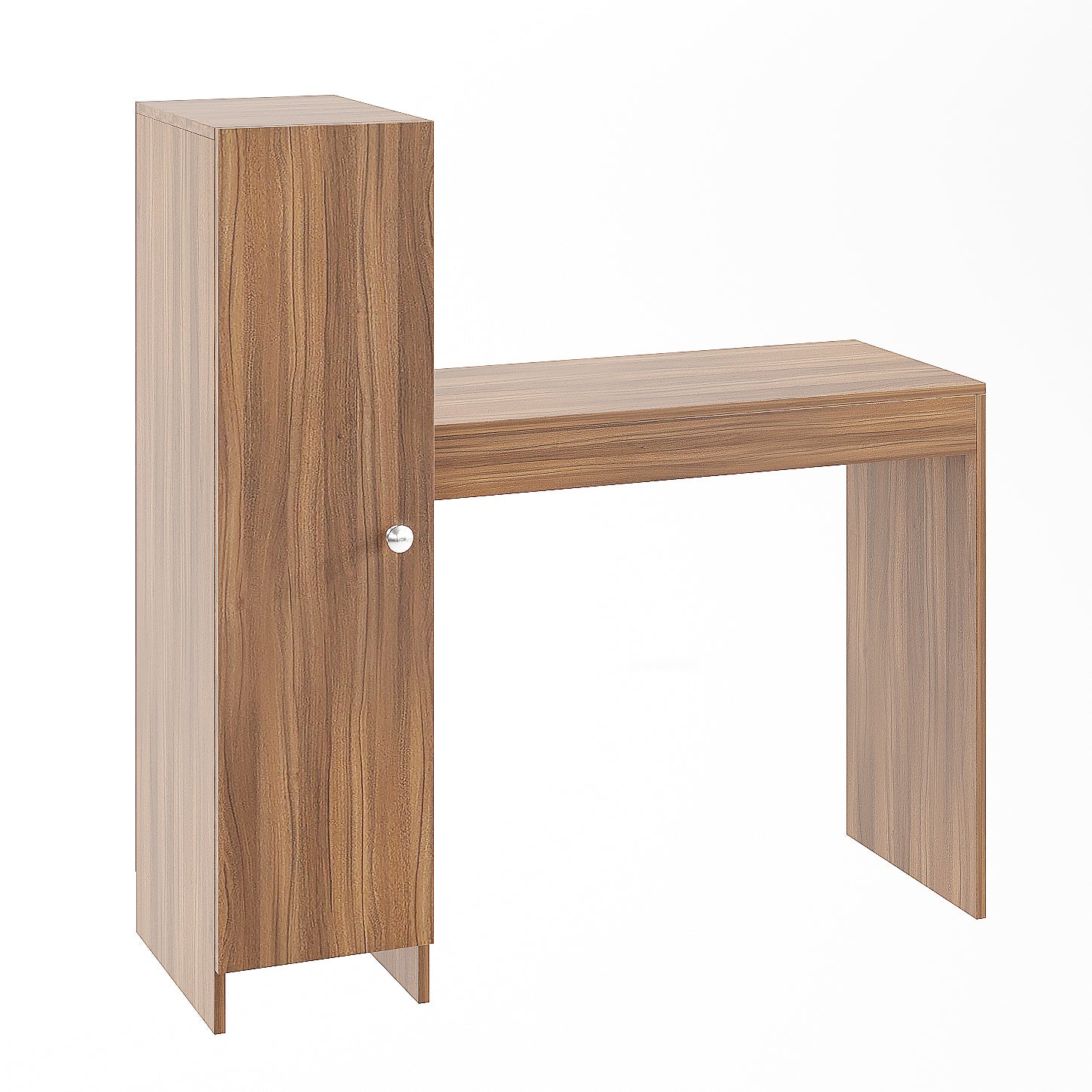 Woodwider Maria Wooden Study Table, Workstation, Computer, Laptop, WFH Office Desk, Gaming Table with Side Bookshelf Storage (Exotic Teak)
