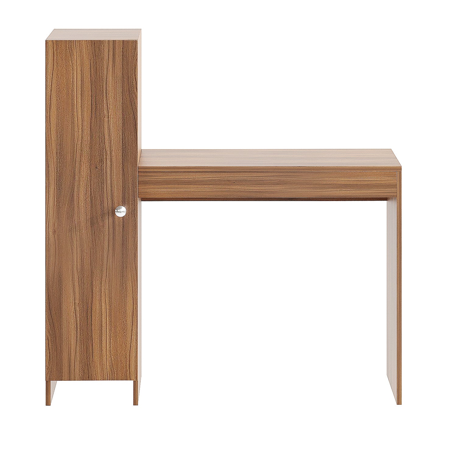 Woodwider Maria Wooden Study Table, Workstation, Computer, Laptop, WFH Office Desk, Gaming Table with Side Bookshelf Storage (Exotic Teak)