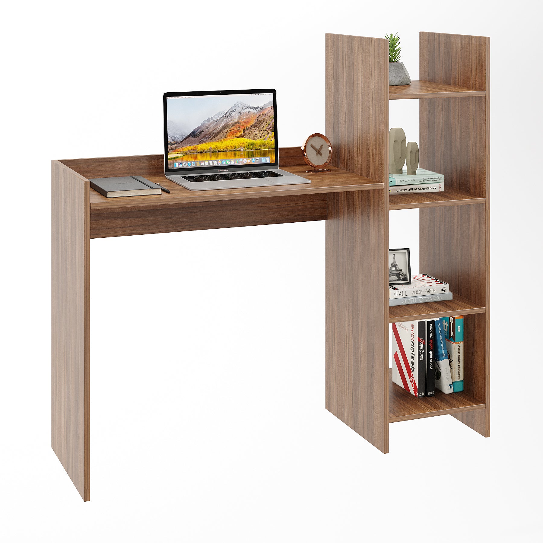 WOODWIDER Sarah Wooden Study Table, Workstation, Computer, Laptop, WFH Office Desk, Gaming Table with Storage, Exotic Teak