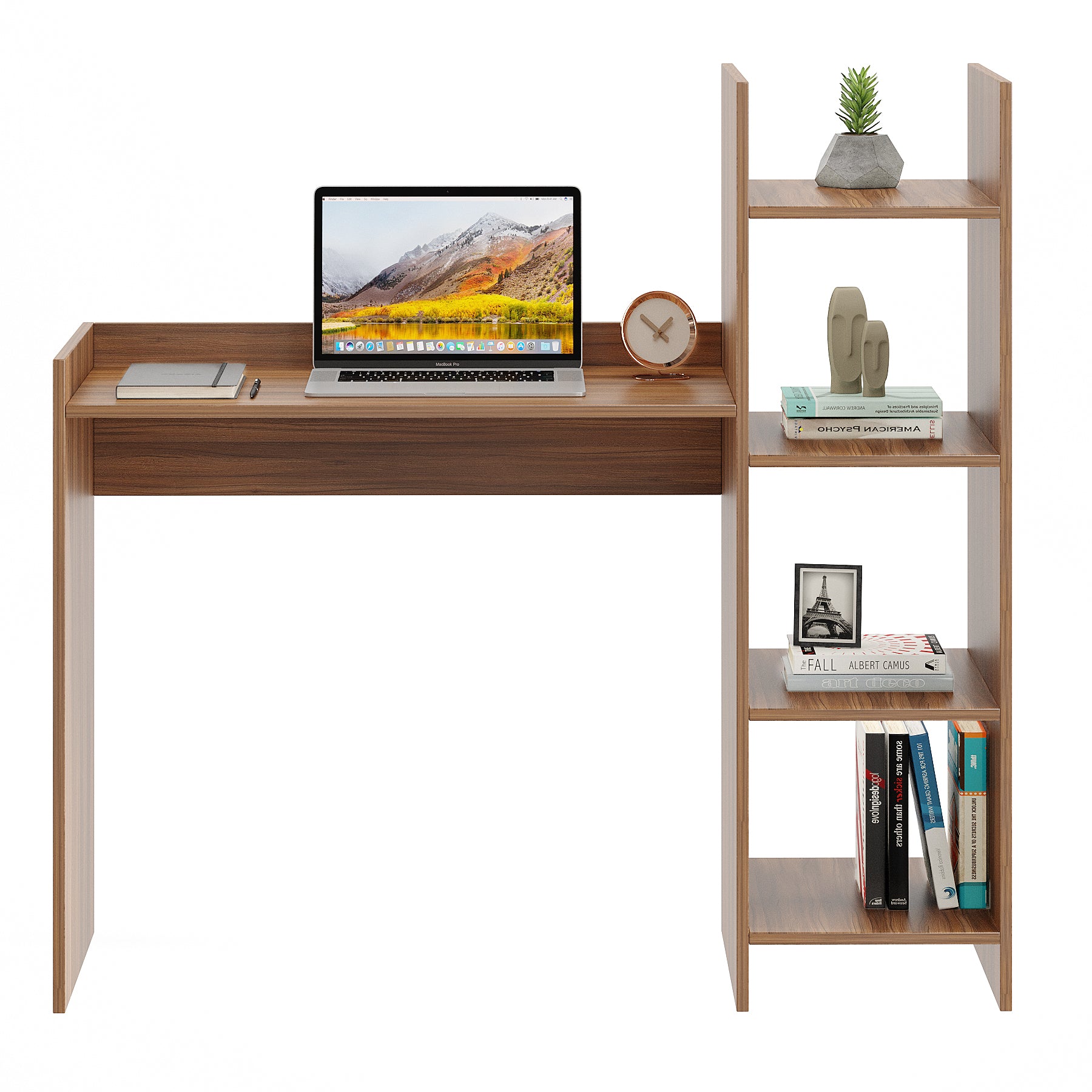 WOODWIDER Sarah Wooden Study Table, Workstation, Computer, Laptop, WFH Office Desk, Gaming Table with Storage, Exotic Teak
