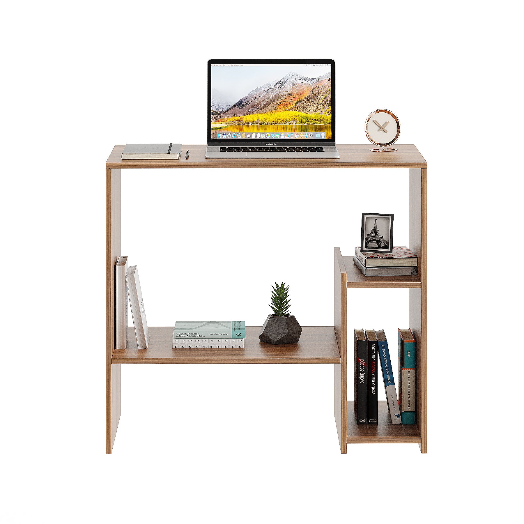 Woodwider Vivian Wooden Study Table, Workstation, Computer, Laptop, WFH Office Desk, Gaming Table with Storage, Exotic Teak