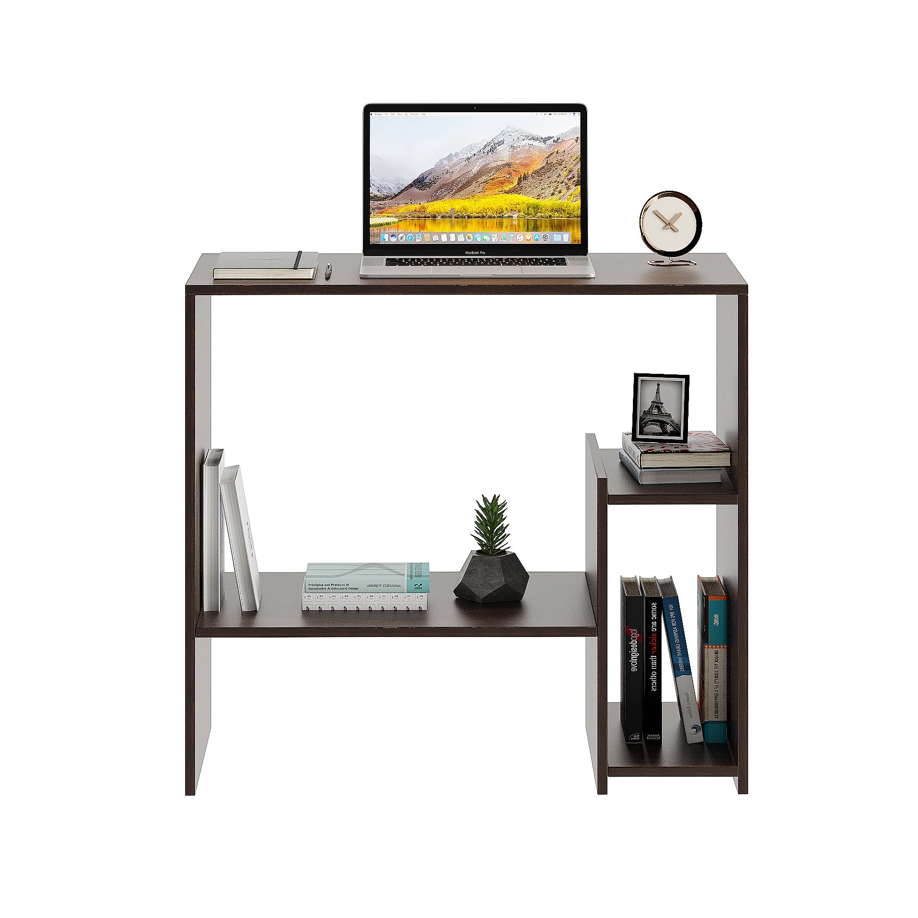 Woodwider Vivian Wooden Study Table, Workstation, Computer, Laptop, WFH Office Desk, Gaming Table with Storage, Wenge
