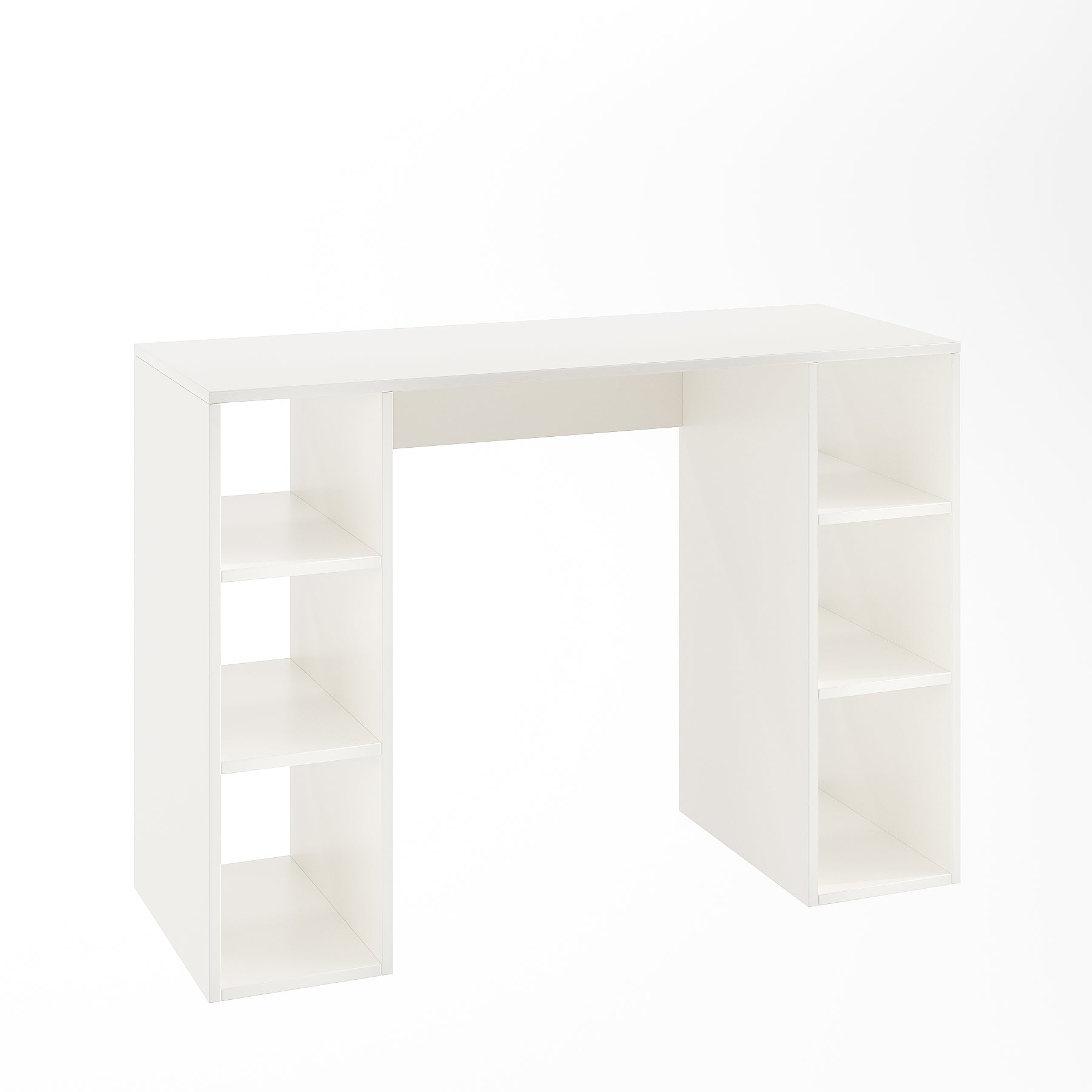 Woodwider Skyler Wooden Study Table, Workstation, Computer, Laptop, WFH Office Desk, Gaming Table with Storage ( White)