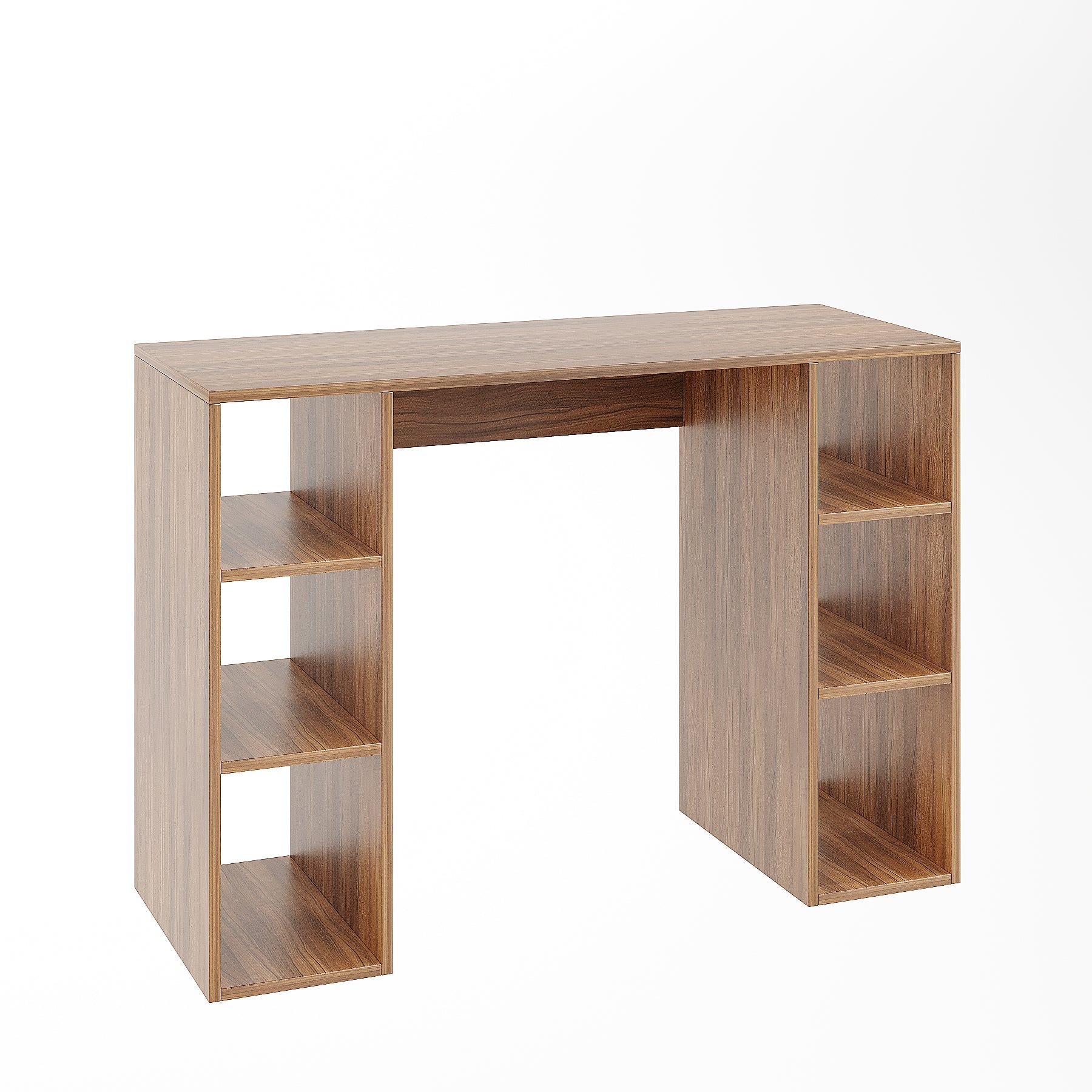 Woodwider Skyler Wooden Study Table, Workstation, Computer, Laptop, WFH Office Desk, Gaming Table with Storage (Exotic Teak)