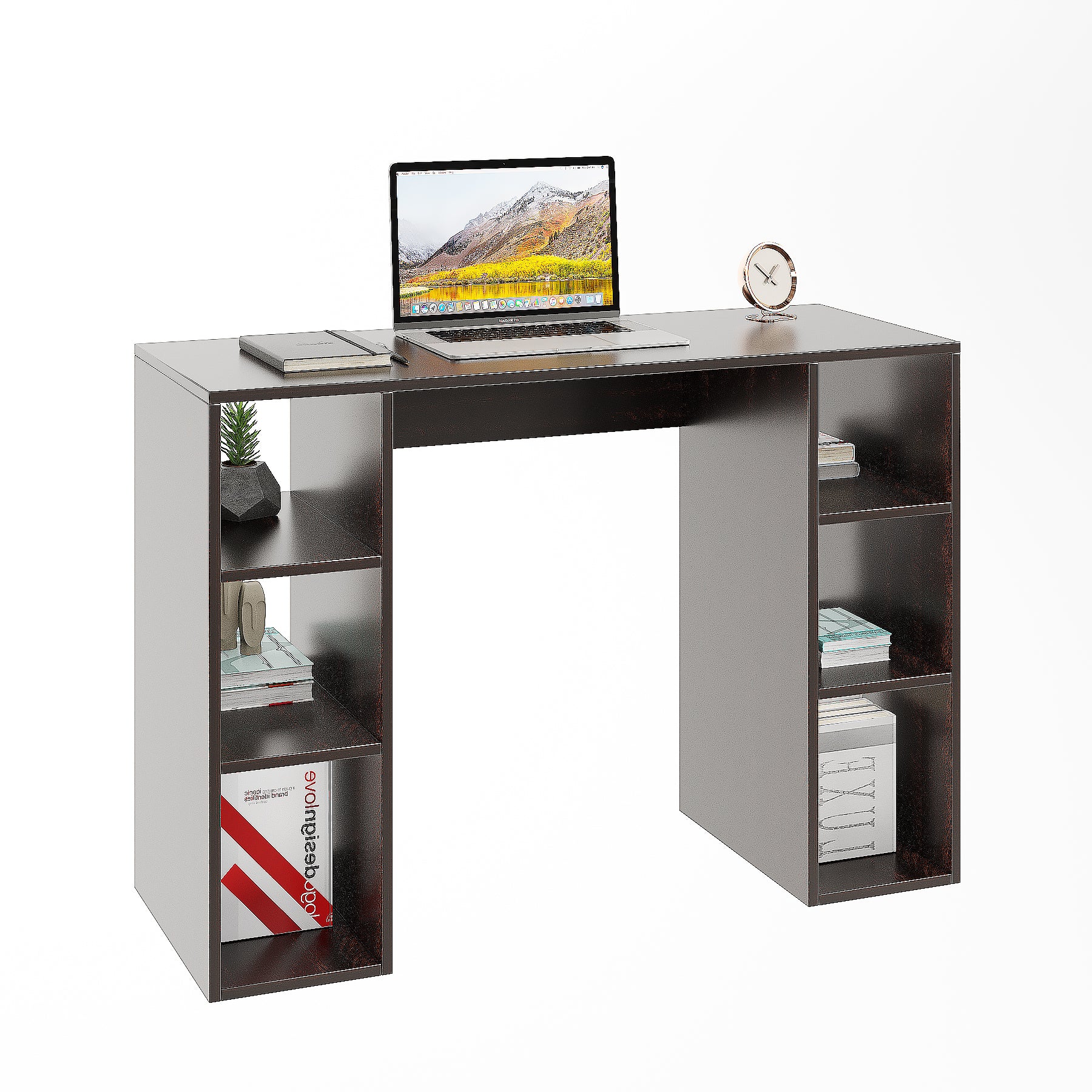 Woodwider Skyler Wooden Study Table, Workstation, Computer, Laptop, WFH Office Desk, Gaming Table with Storage ( Wenge)