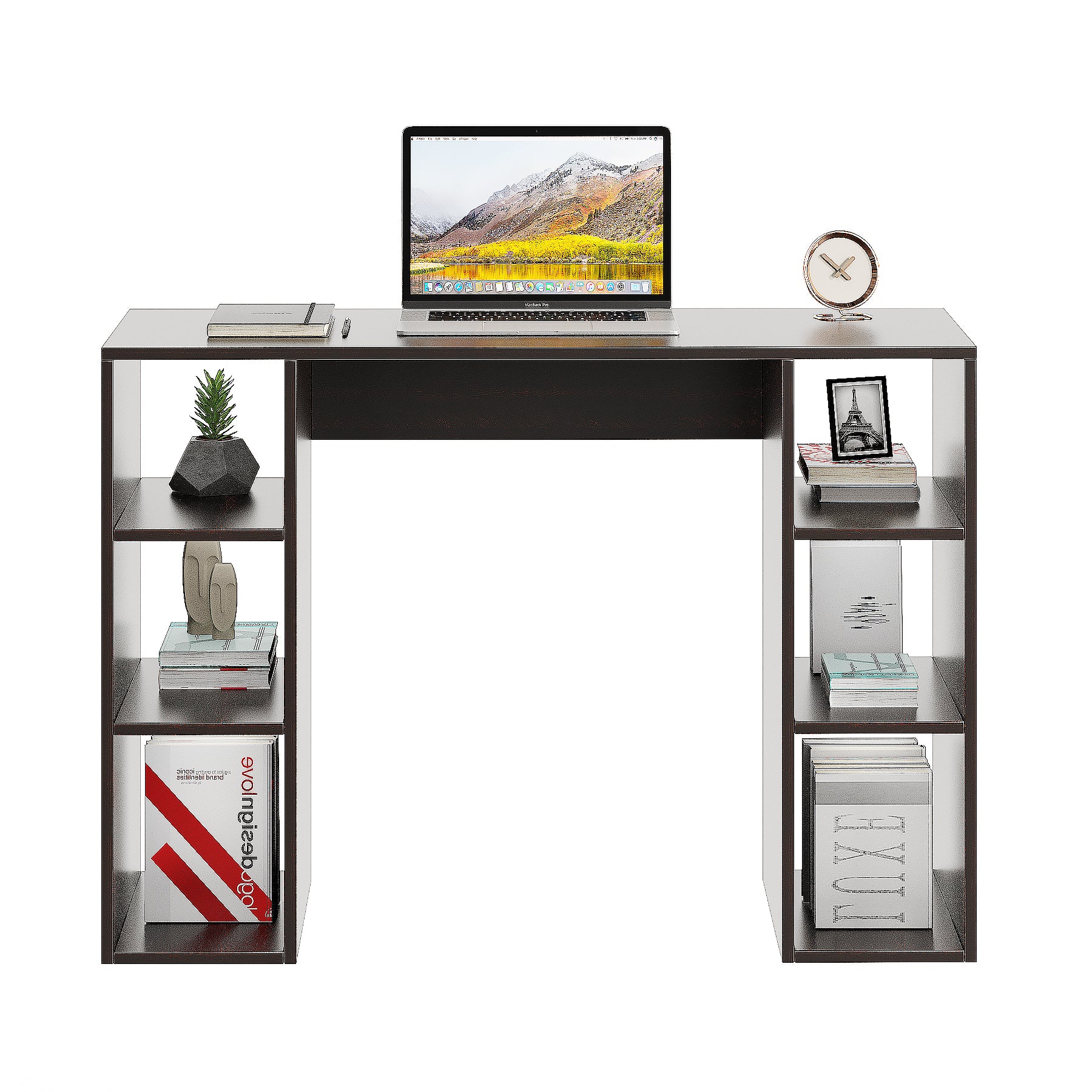 Woodwider Skyler Wooden Study Table, Workstation, Computer, Laptop, WFH Office Desk, Gaming Table with Storage ( Wenge)