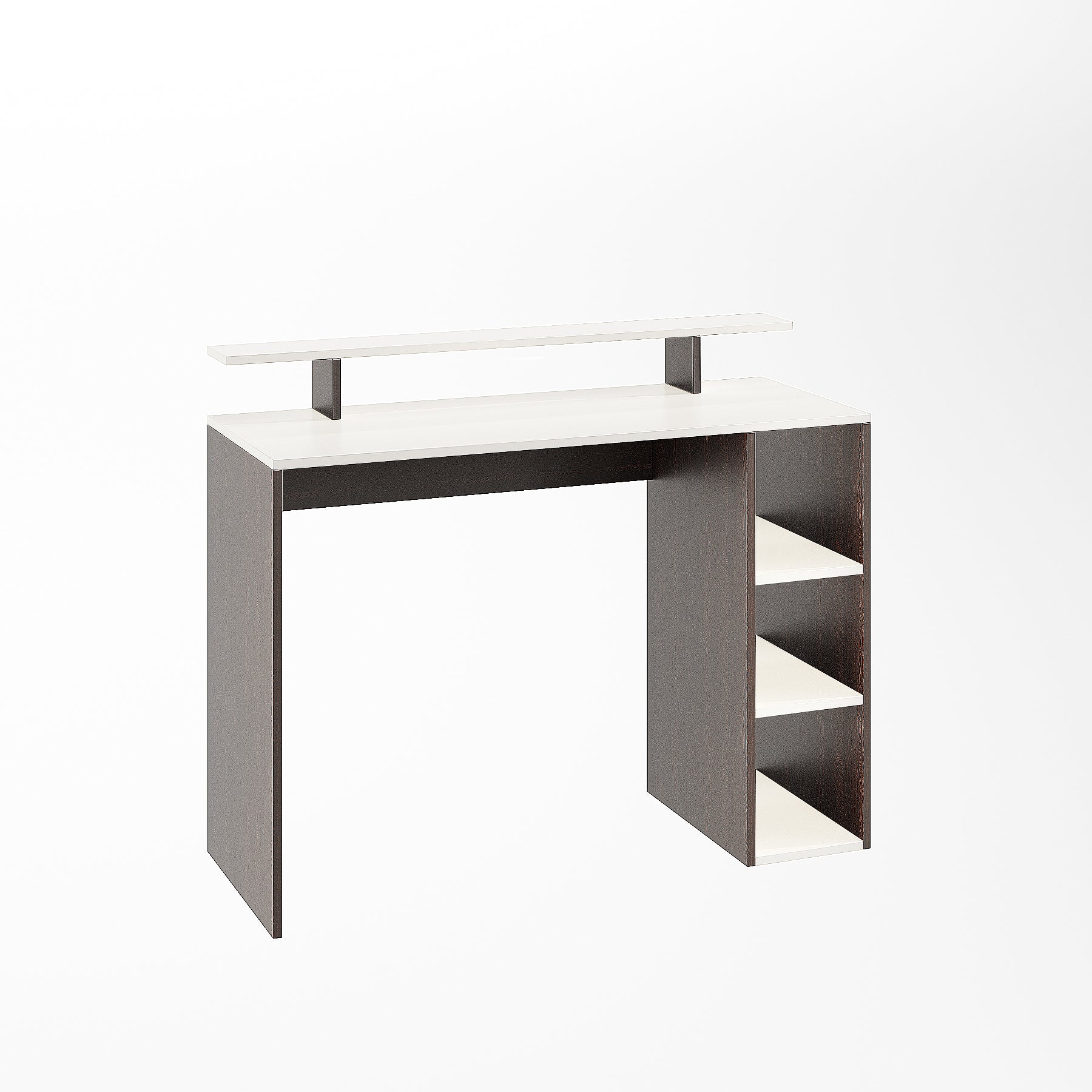WOODWIDER Lucia Wooden Study Table, Workstation, Computer, Laptop, WFH Office Desk, Gaming Table with Storage, Wenge & White