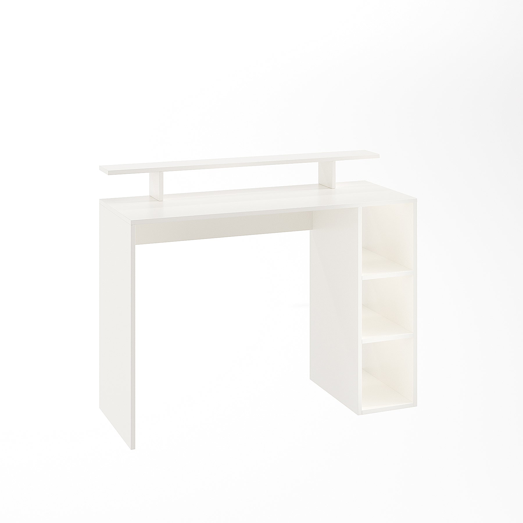 WOODWIDER Lucia Wooden Study Table, Workstation, Computer, Laptop, WFH Office Desk, Gaming Table with Storage, White